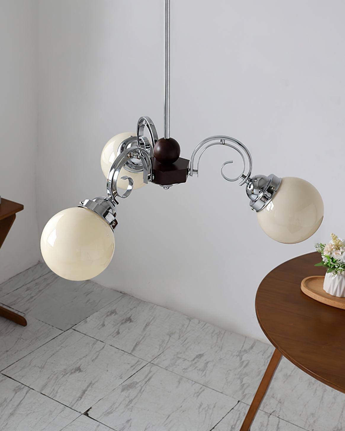 Kotter Chandelier Cream Satin Nickel Modern - Letslighting
