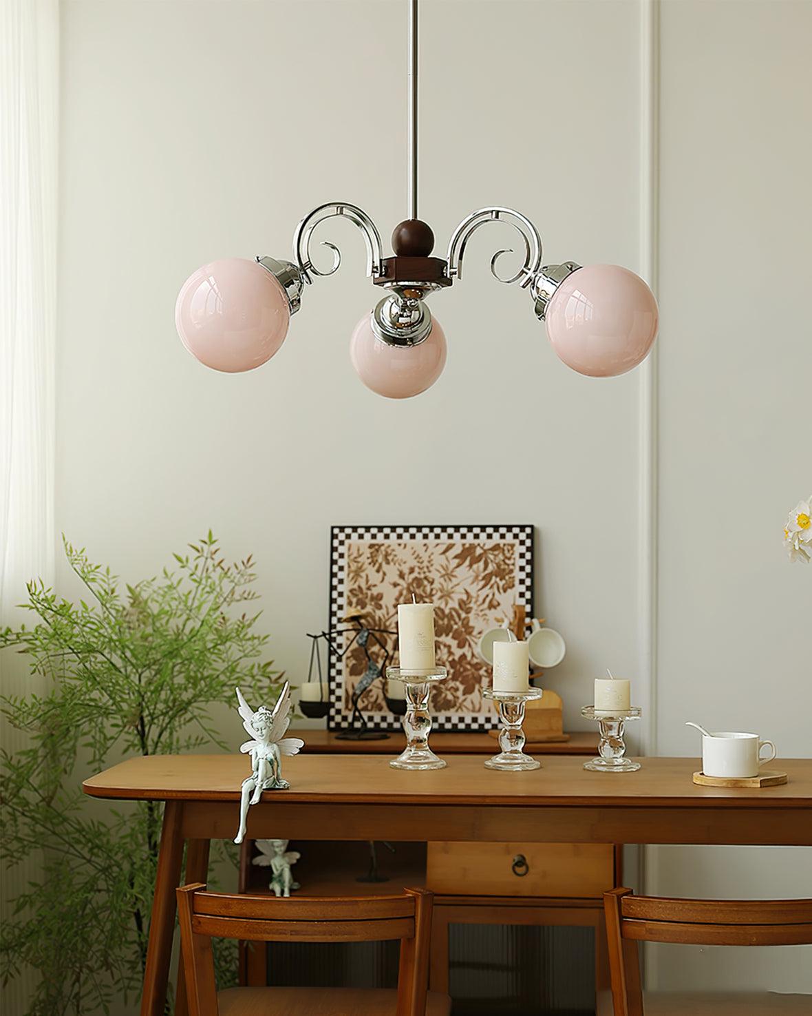 Kotter Cream Chandelier Satin Nickel Curved Arms Sculptural - Letslighting