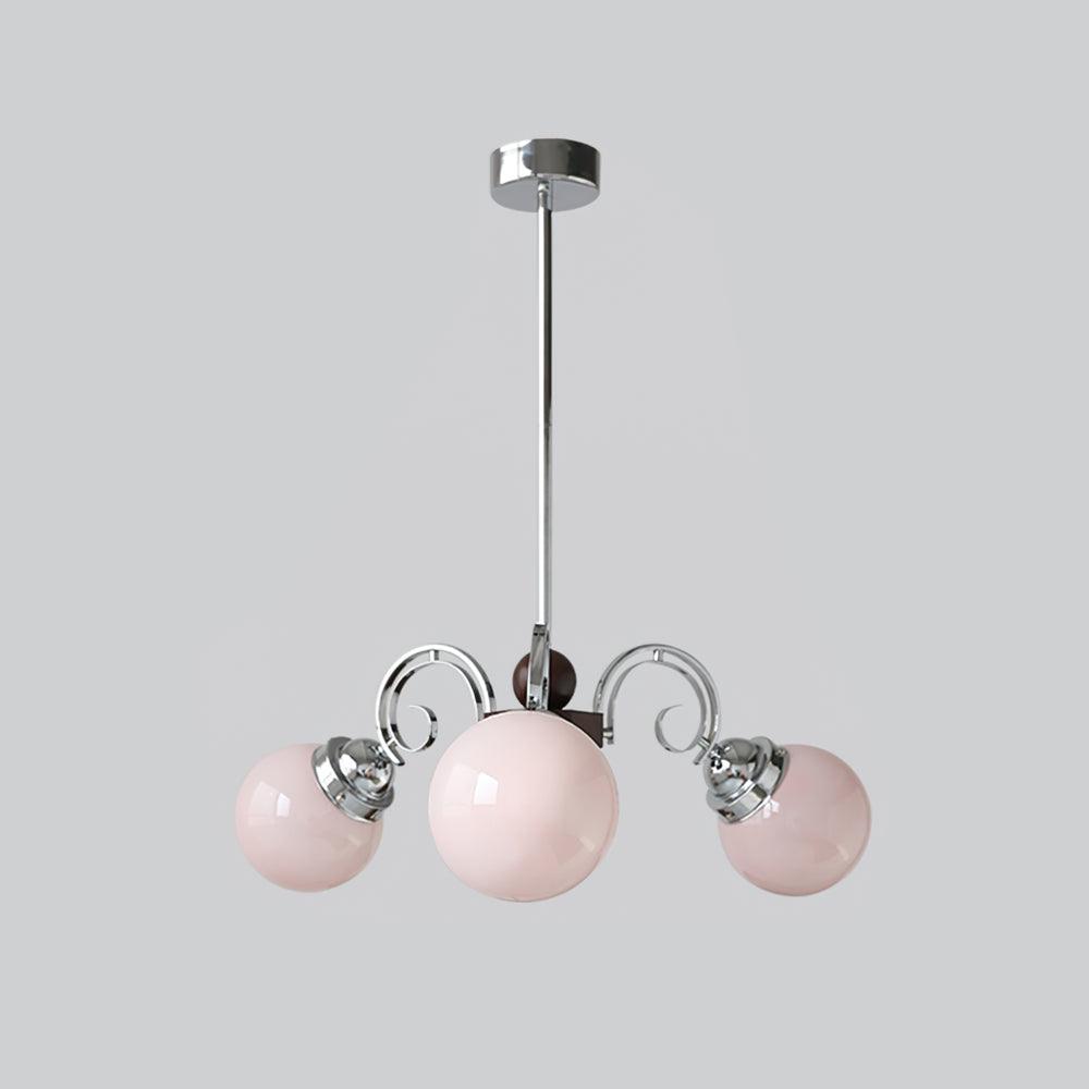 Kotter Cream Chandelier Satin Nickel Curved Arms Sculptural - Letslighting