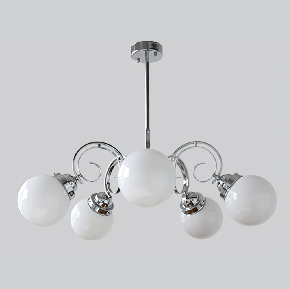 Kotter Chandelier Cream Satin Nickel Modern - Letslighting