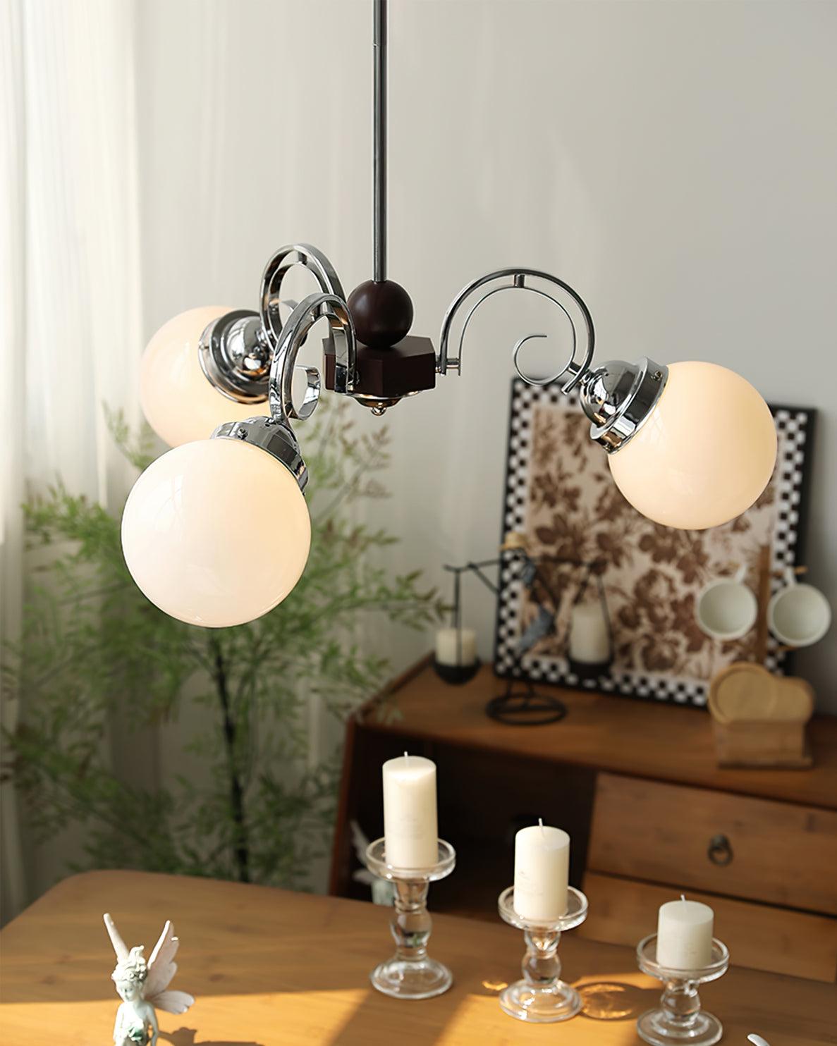 Kotter Chandelier Cream Satin Nickel Modern - Letslighting