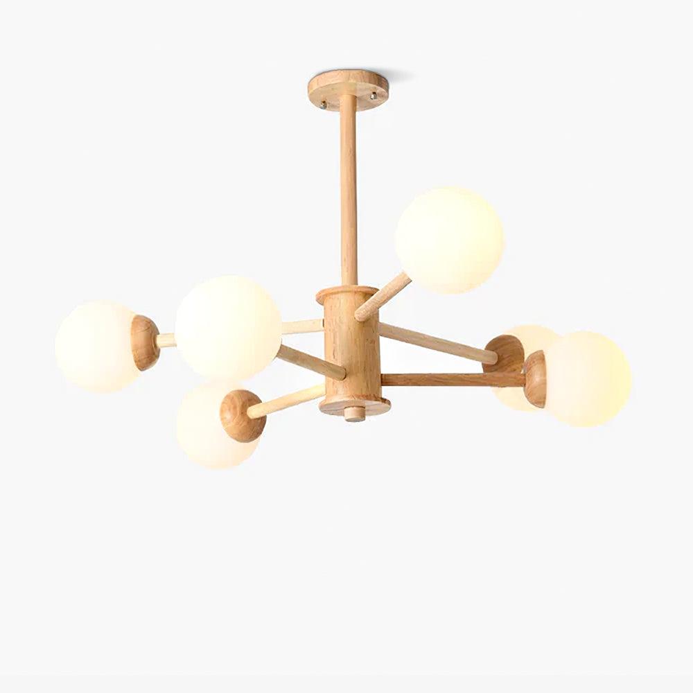 Lustra Chandelier Wooden Globe Minimalist Natural - Letslighting