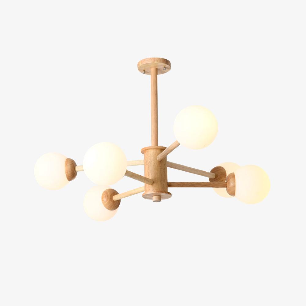 Lustra Chandelier Wooden Globe Minimalist Natural - Letslighting