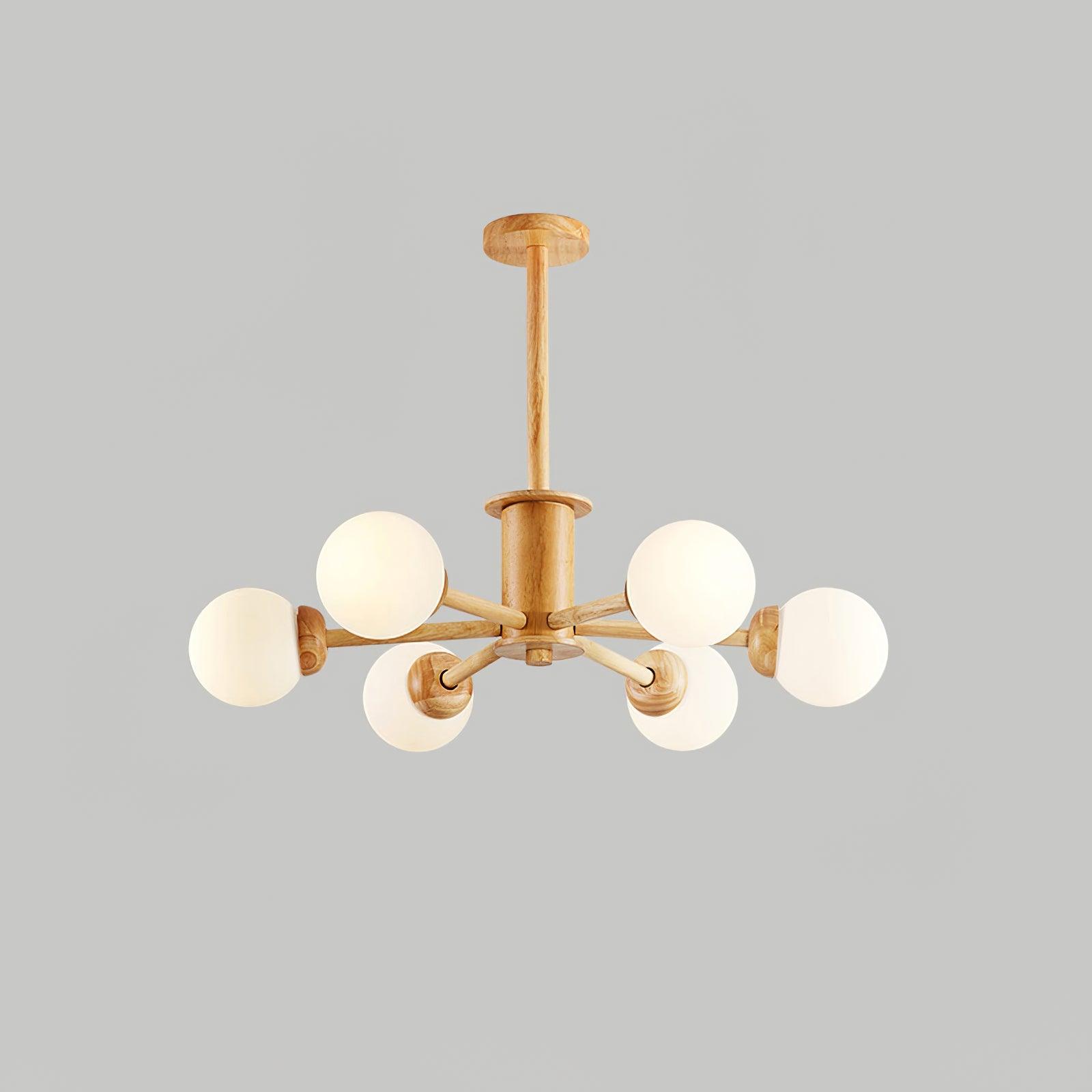 Lustra Chandelier Wooden Globe Minimalist Natural - Letslighting
