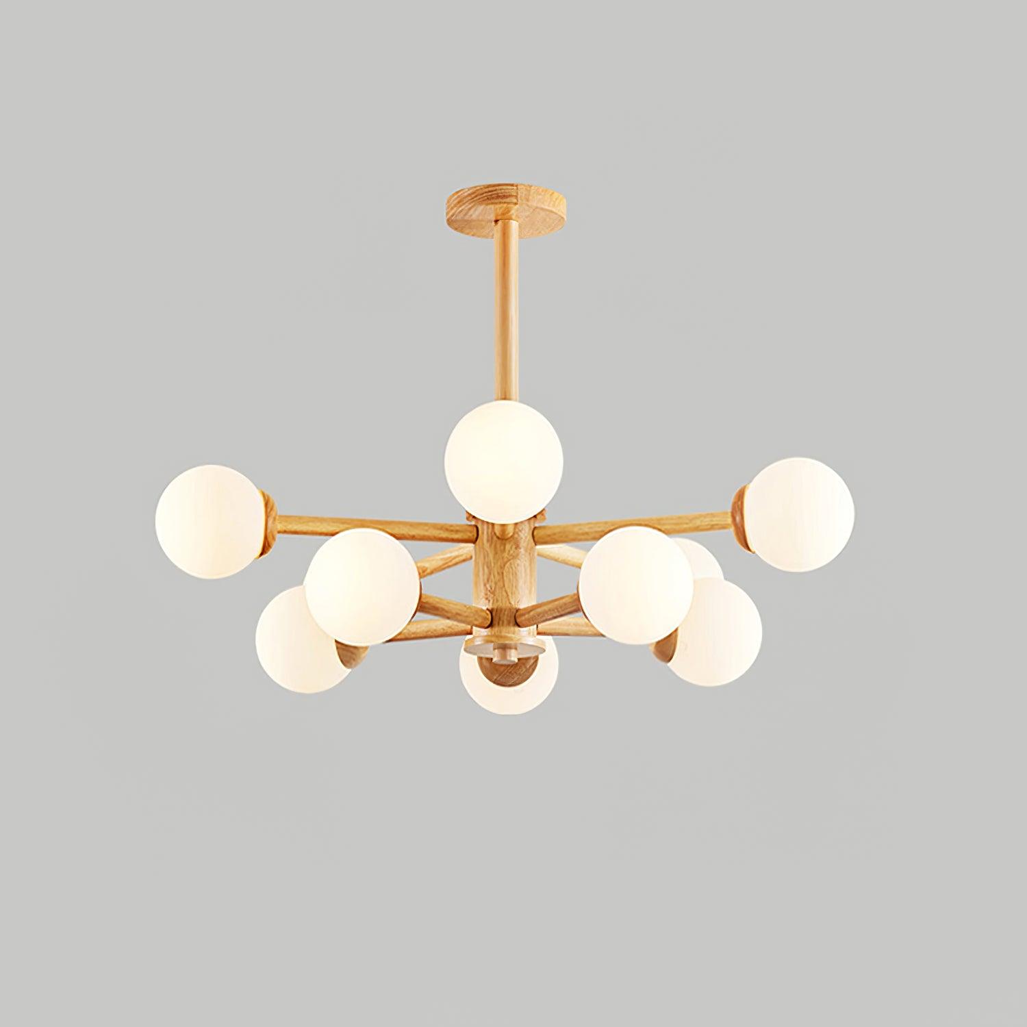 Lustra Chandelier Wooden Globe Minimalist Natural - Letslighting