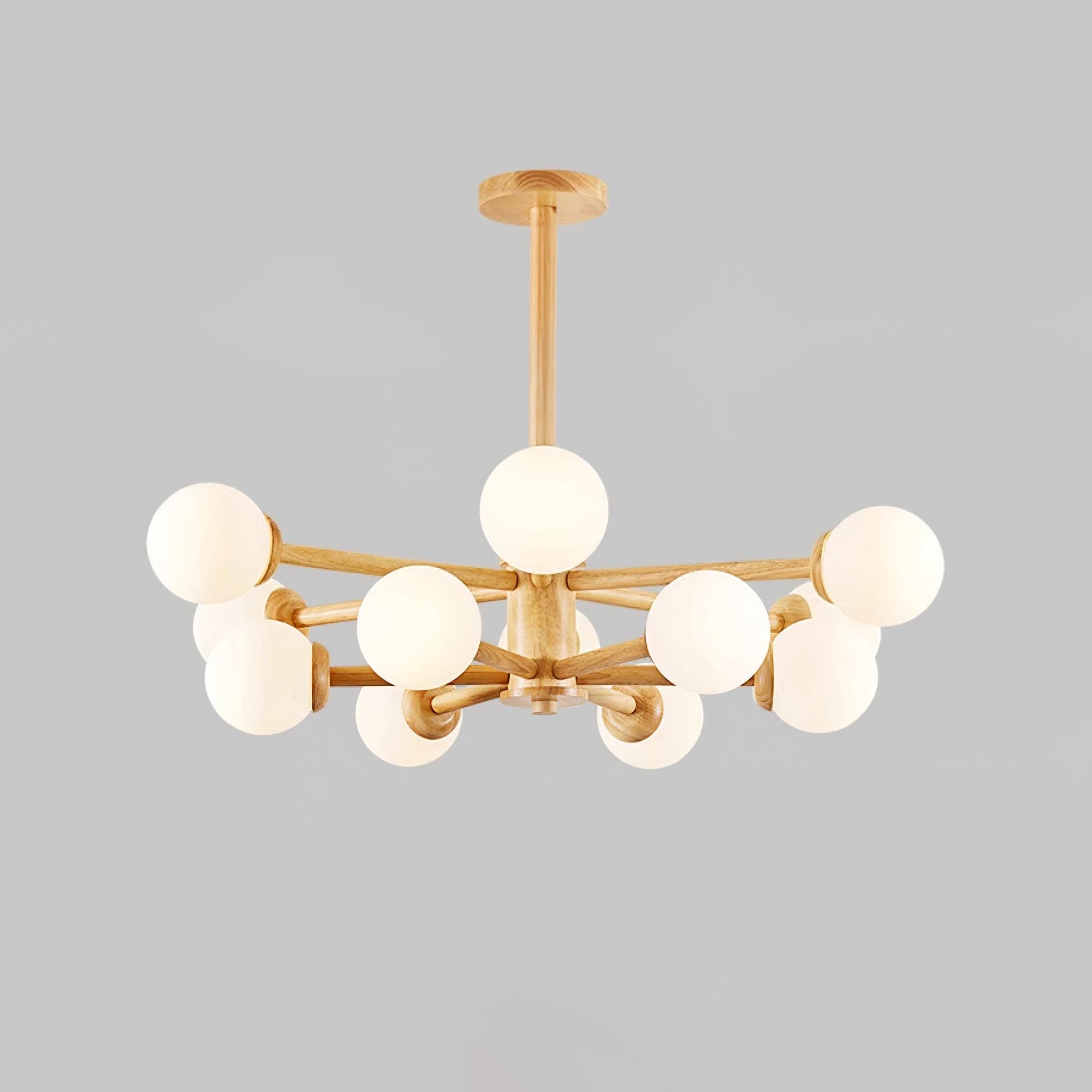 Lustra Chandelier Wooden Globe Minimalist Natural - Letslighting