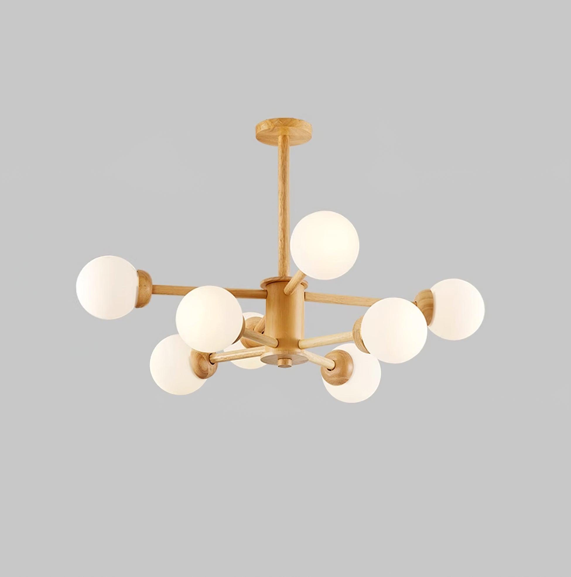 Lustra Chandelier Wooden Globe Minimalist Natural - Letslighting