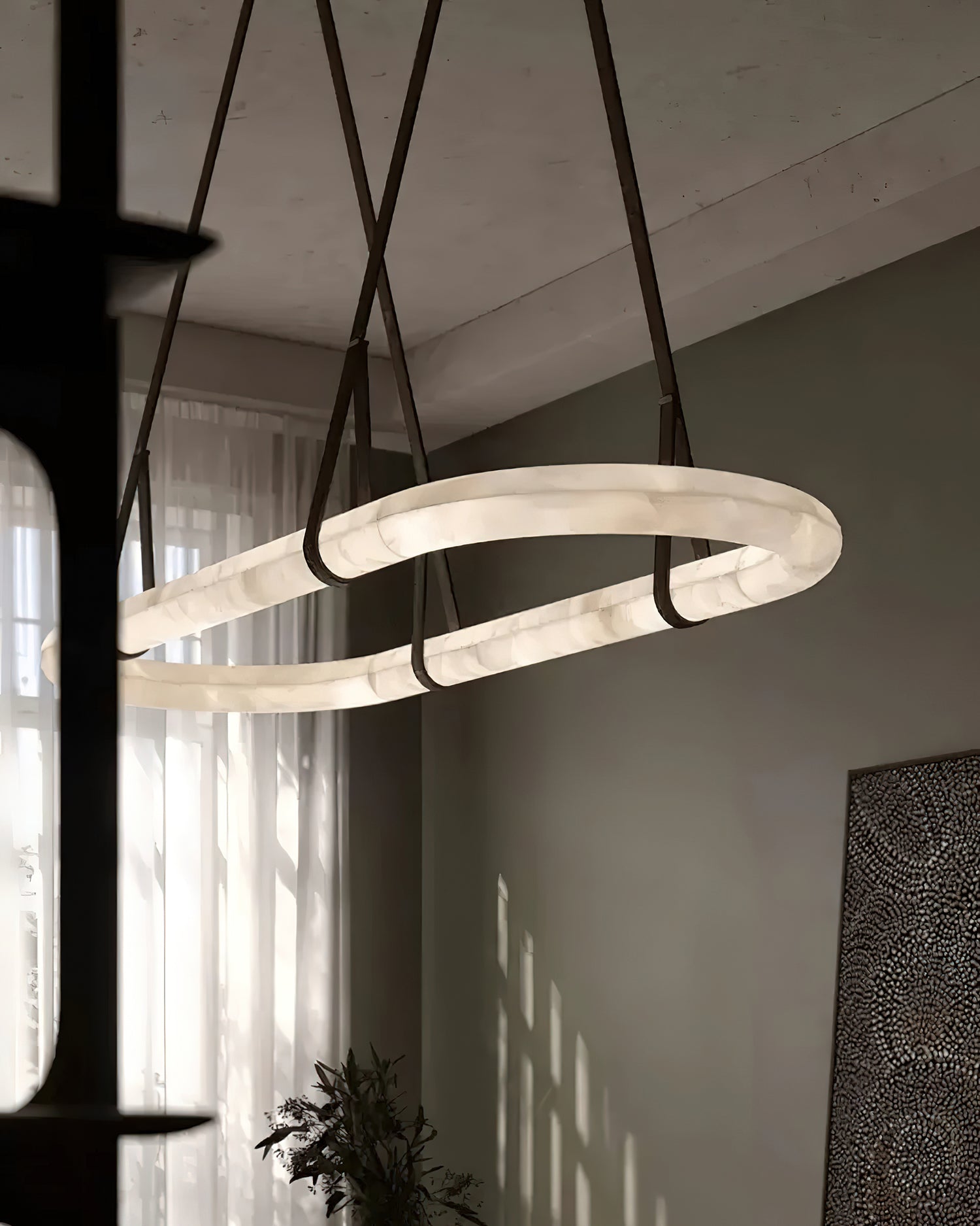 Kurve Chandelier Alabaster Ring - Letslighting