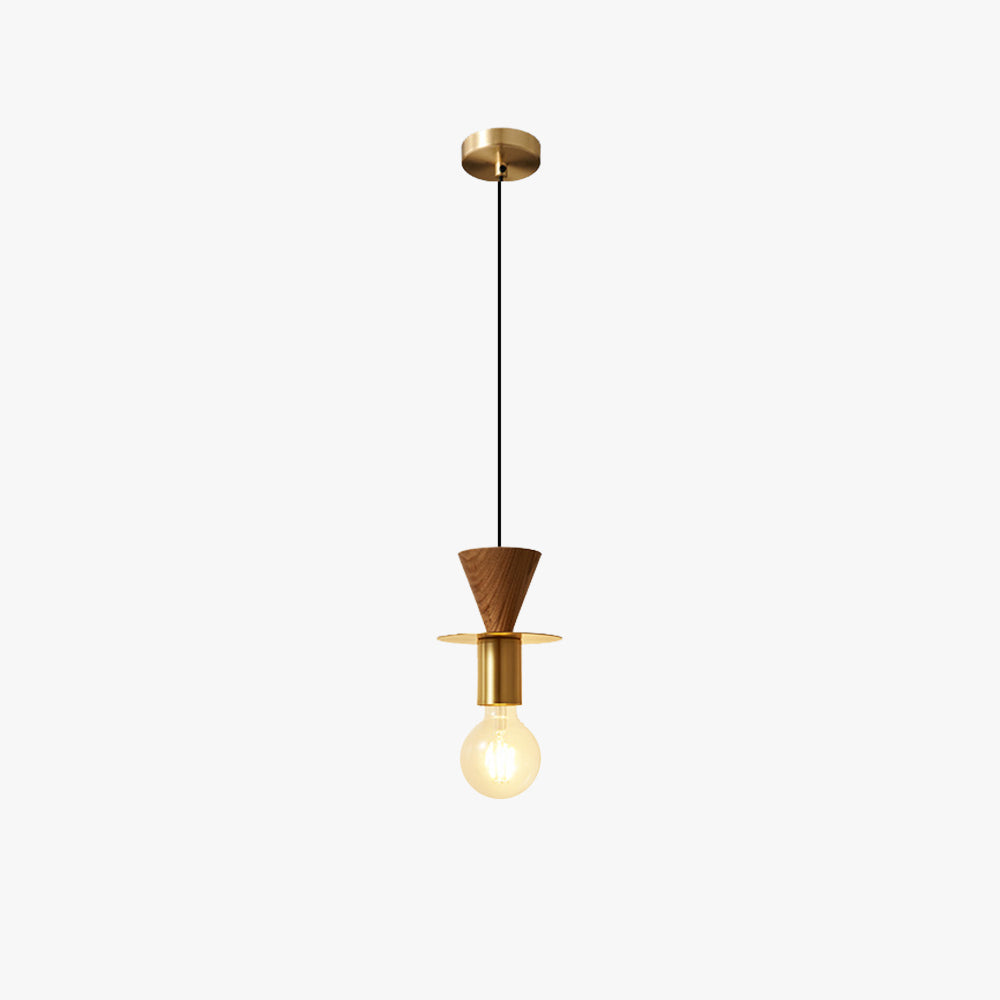 Valentina Modern Simple Pendant Light Copper Walnut Bedroom Dining Room - Letslighting