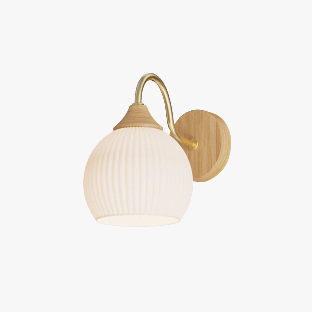 Muto Nordic Minimalist Indoor Wall Lamp Glass Wood Bedroom Balcony - Letslighting