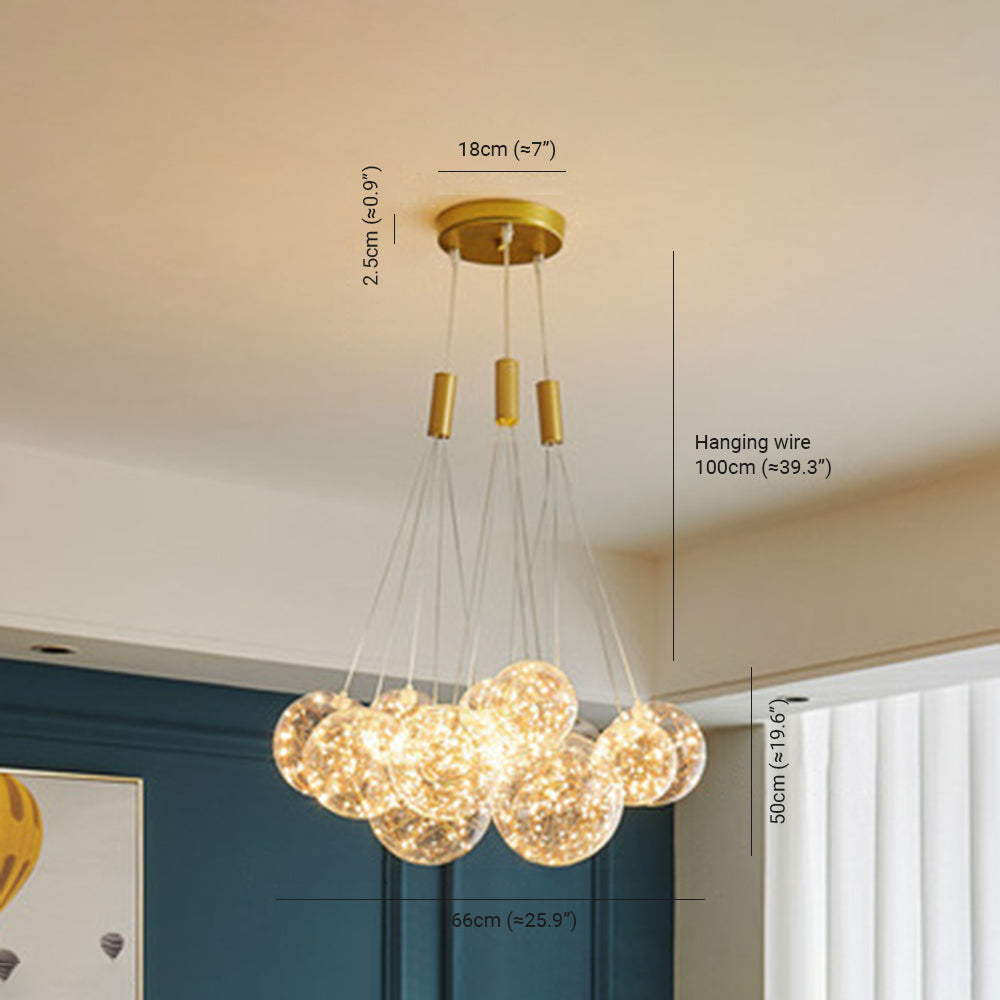 Valentina Glass Globe Bubble Pendant Light LED, 3/5/9/15 Heads