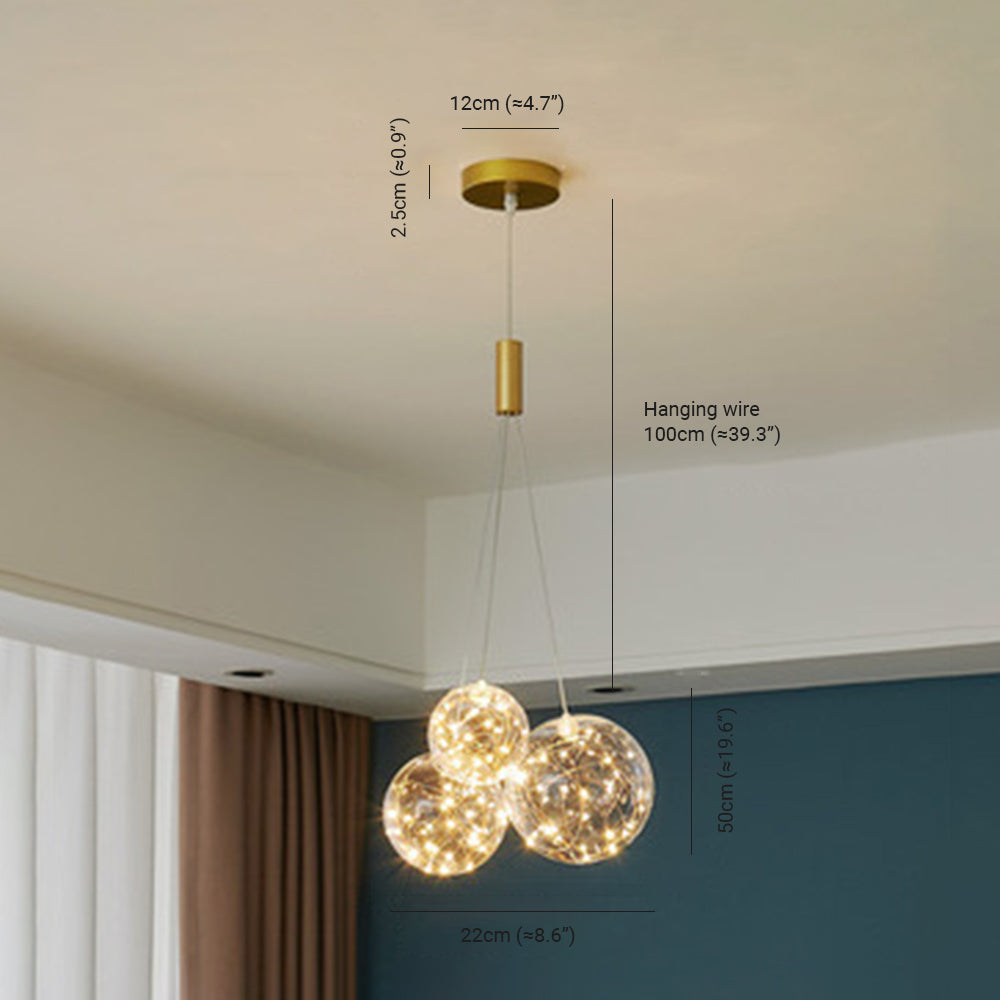 Valentina Glass Globe Bubble Pendant Light LED, 3/5/9/15 Heads