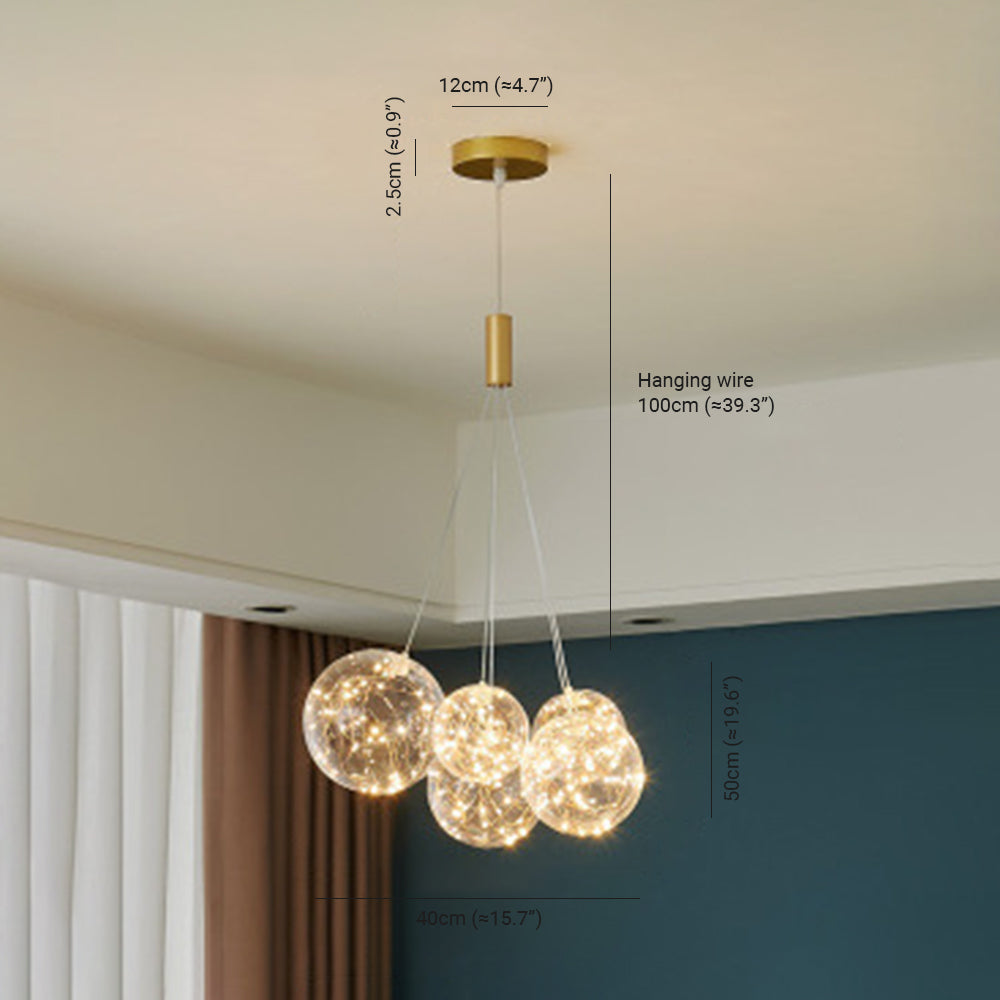 Valentina Glass Globe Bubble Pendant Light LED, 3/5/9/15 Heads