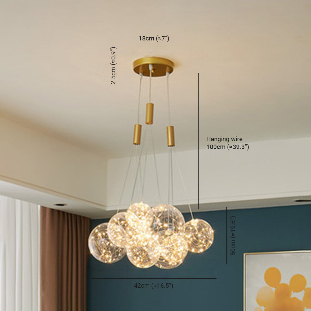 Valentina Glass Globe Bubble Pendant Light LED, 3/5/9/15 Heads