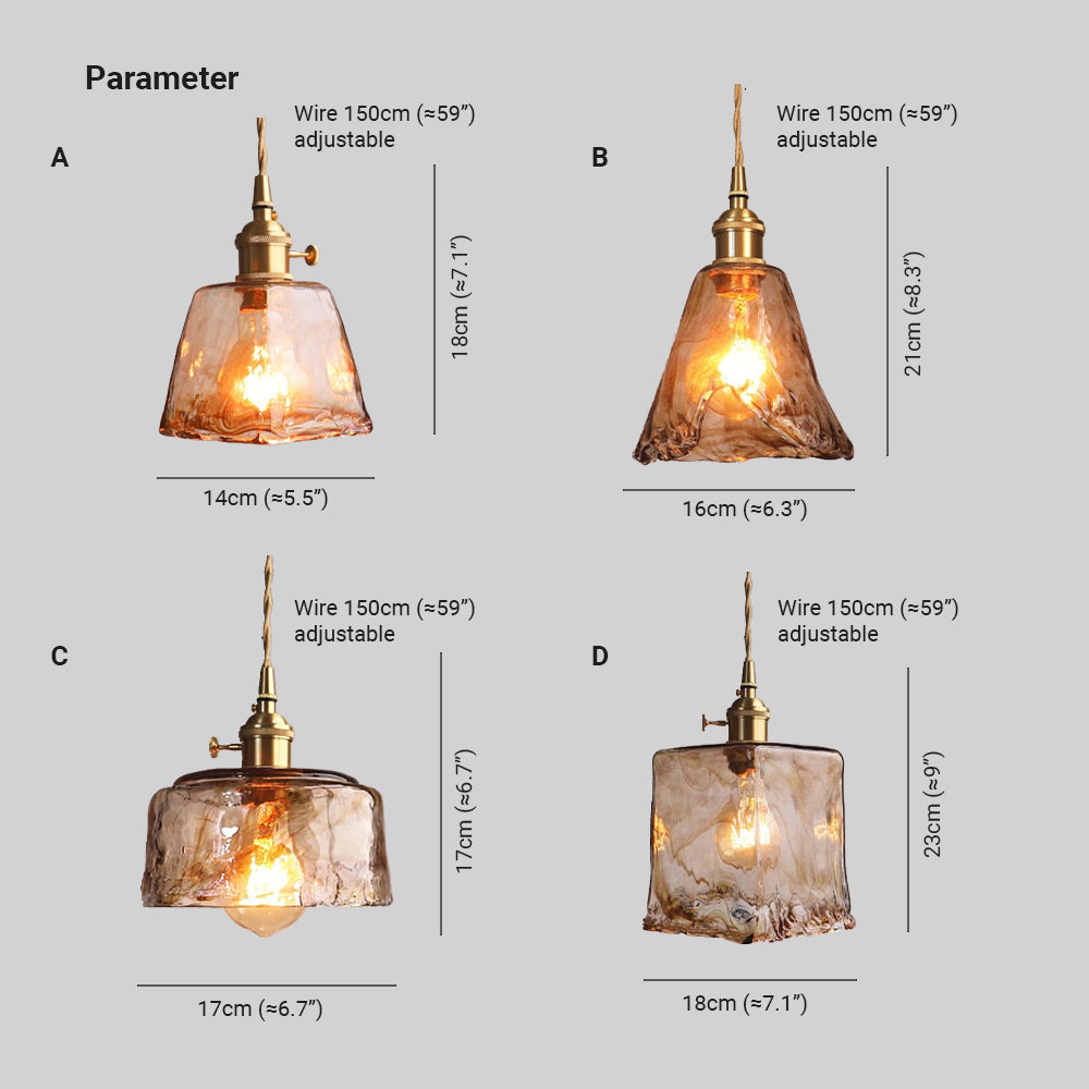 Arisha Vintage Style Industrial Pendant Light Retro Metal Glass Brass