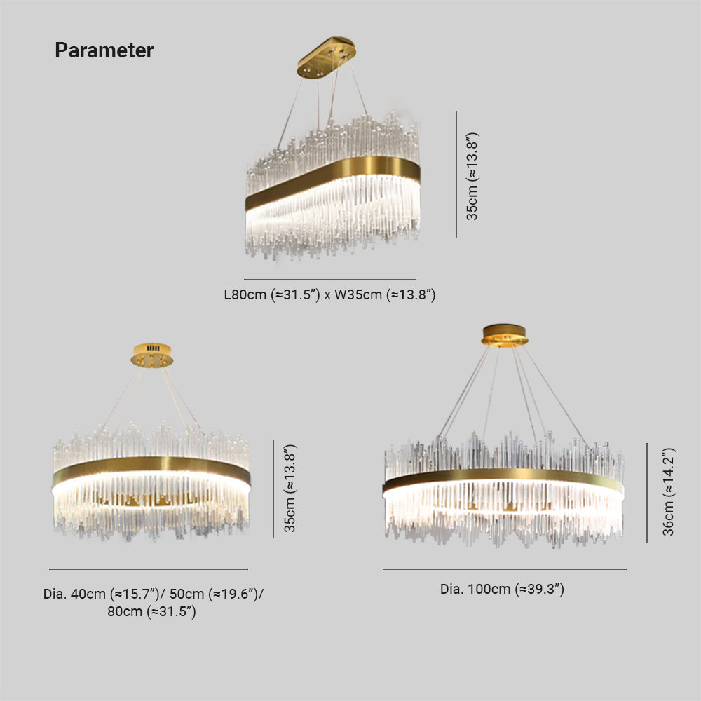 Kristy Modern Round Rectangular Chain Chandelier - Letslighting