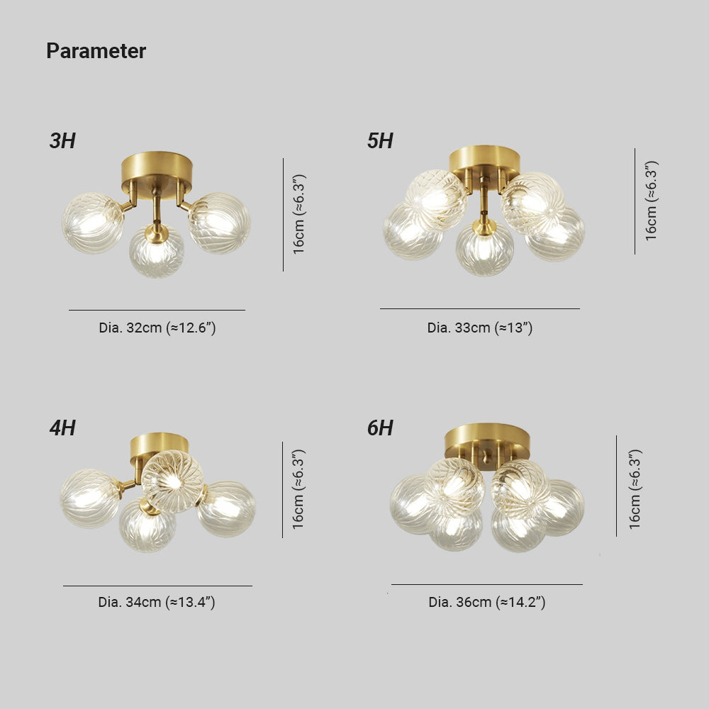 Valentina Modern Bubble Brass & Glass Ceiling Light