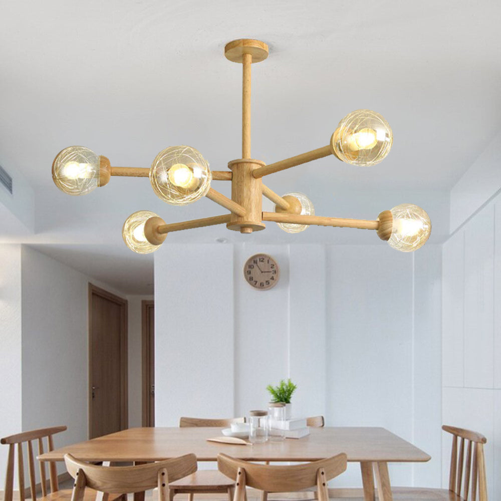 Muto Minimalist Bubble Wood/Glass Pendant Light - Letslighting