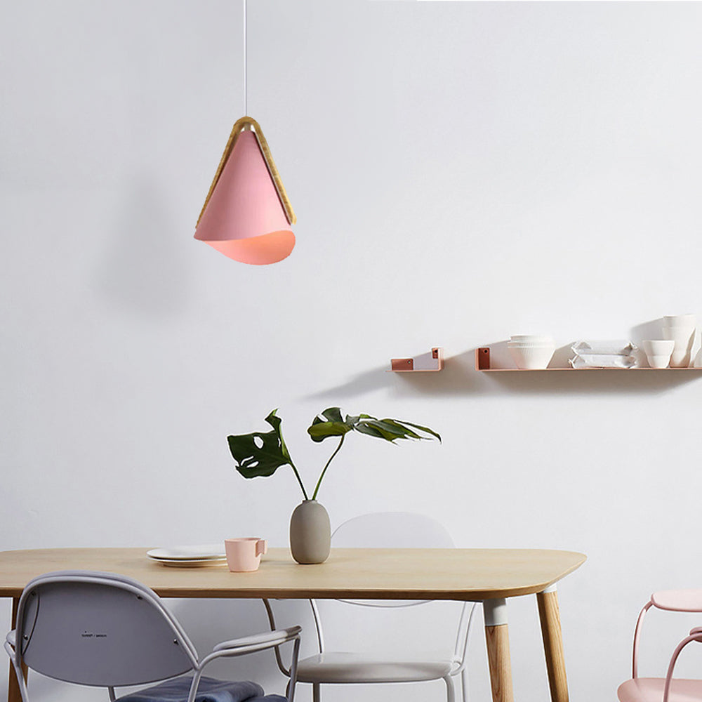 Valentina Modern Cone Pendant Light, Wood/Metal