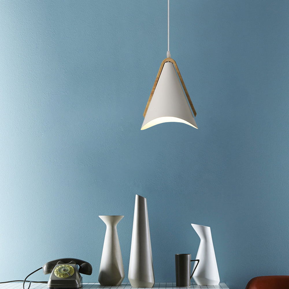 Valentina Modern Cone Pendant Light, Wood/Metal