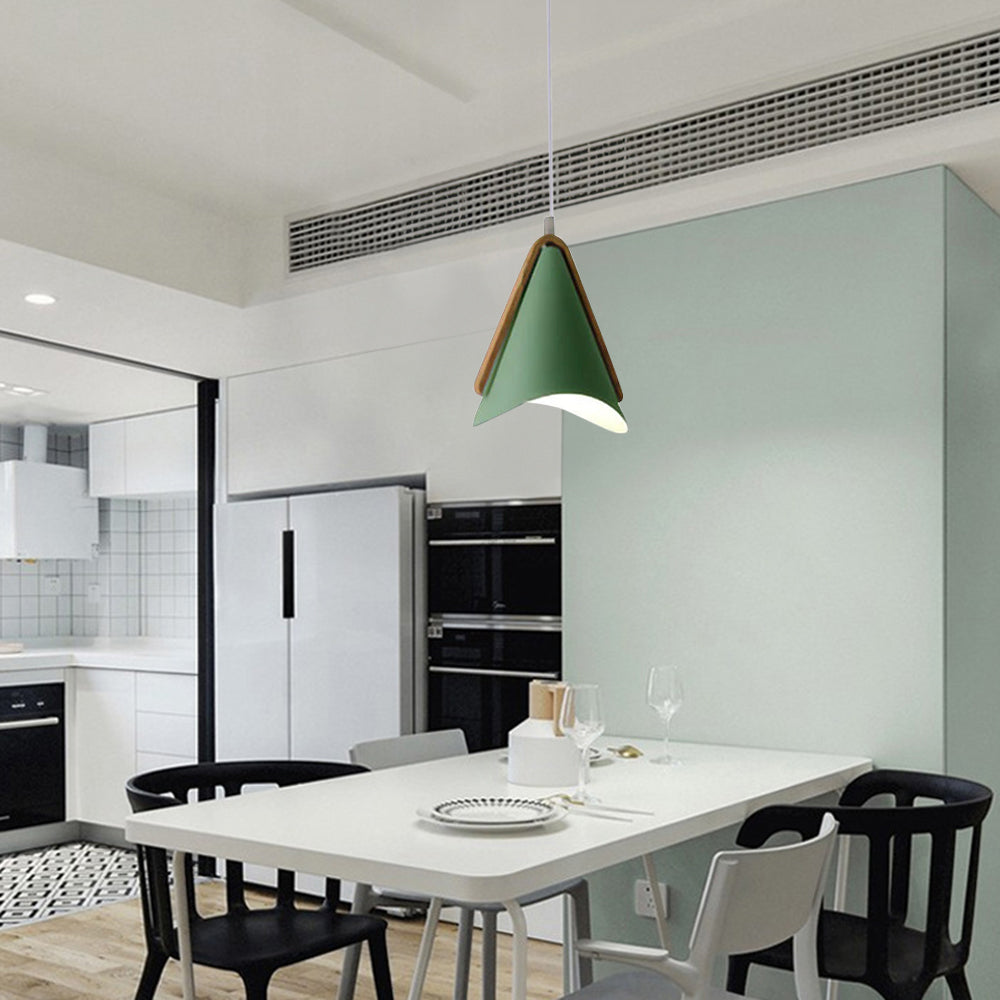 Valentina Modern Cone Pendant Light, Wood/Metal