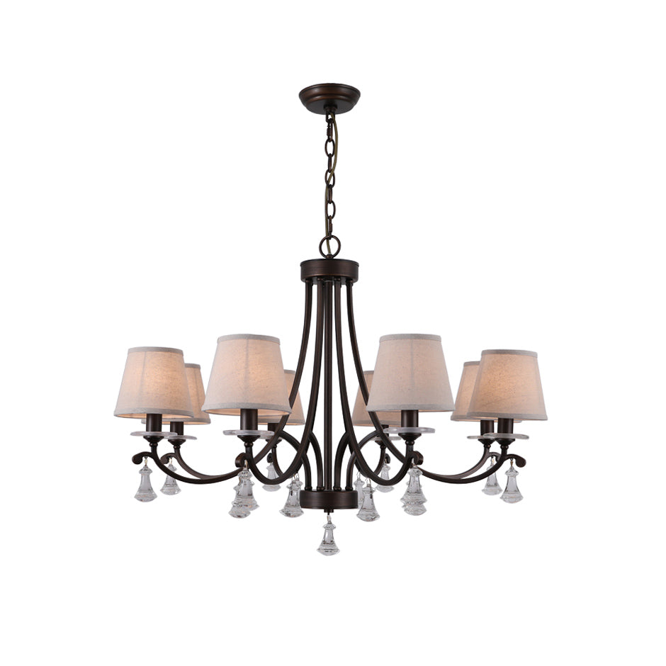 Lyvenisra Vintage Industrial Pointe Brass Fabric Crystal Chandelier - Letslighting