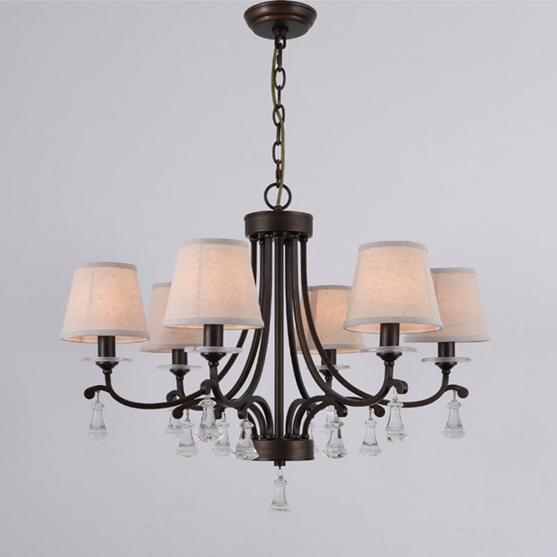 Lyvenisra Vintage Industrial Pointe Brass Fabric Crystal Chandelier - Letslighting