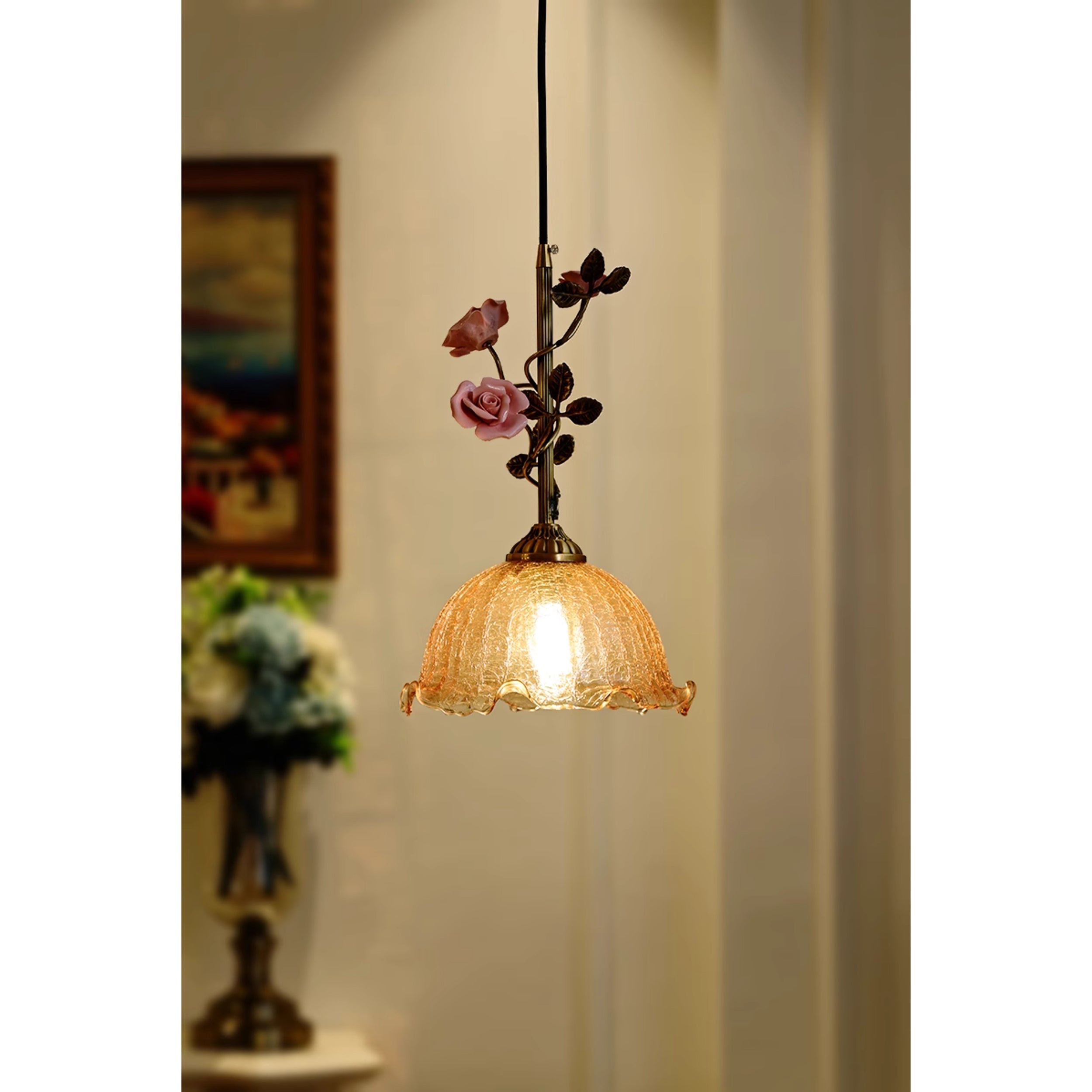 Ilsoris Individual Creativity Rose Glass Ceramic Pendant Lamp - Letslighting