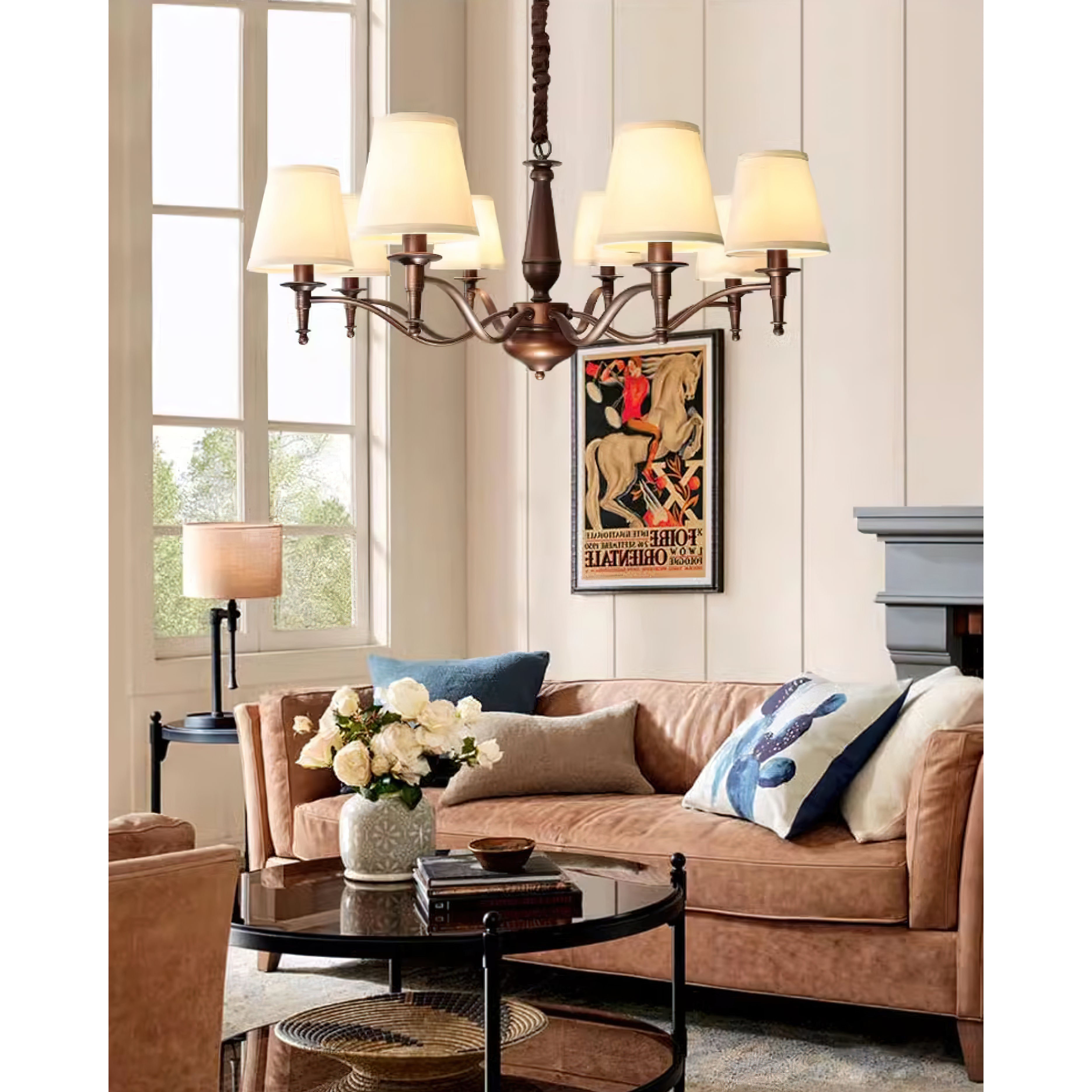 Zosolia Vintage Industrial Luxury Brass Fabric Chandelier - Letslighting