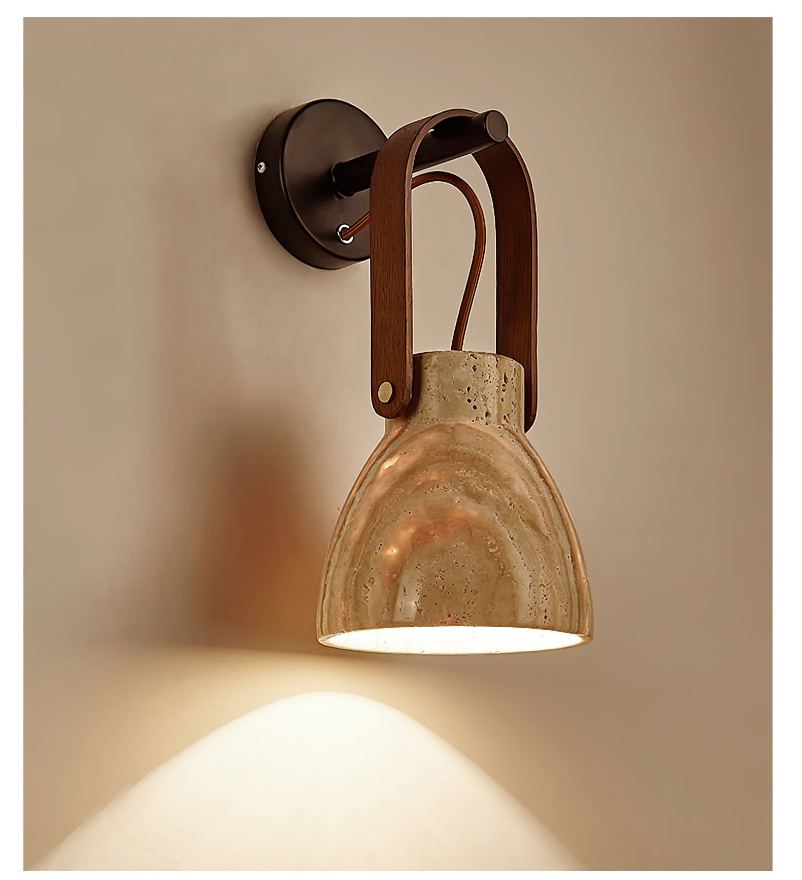 Lanta Modern Travertine & Wood Sconce