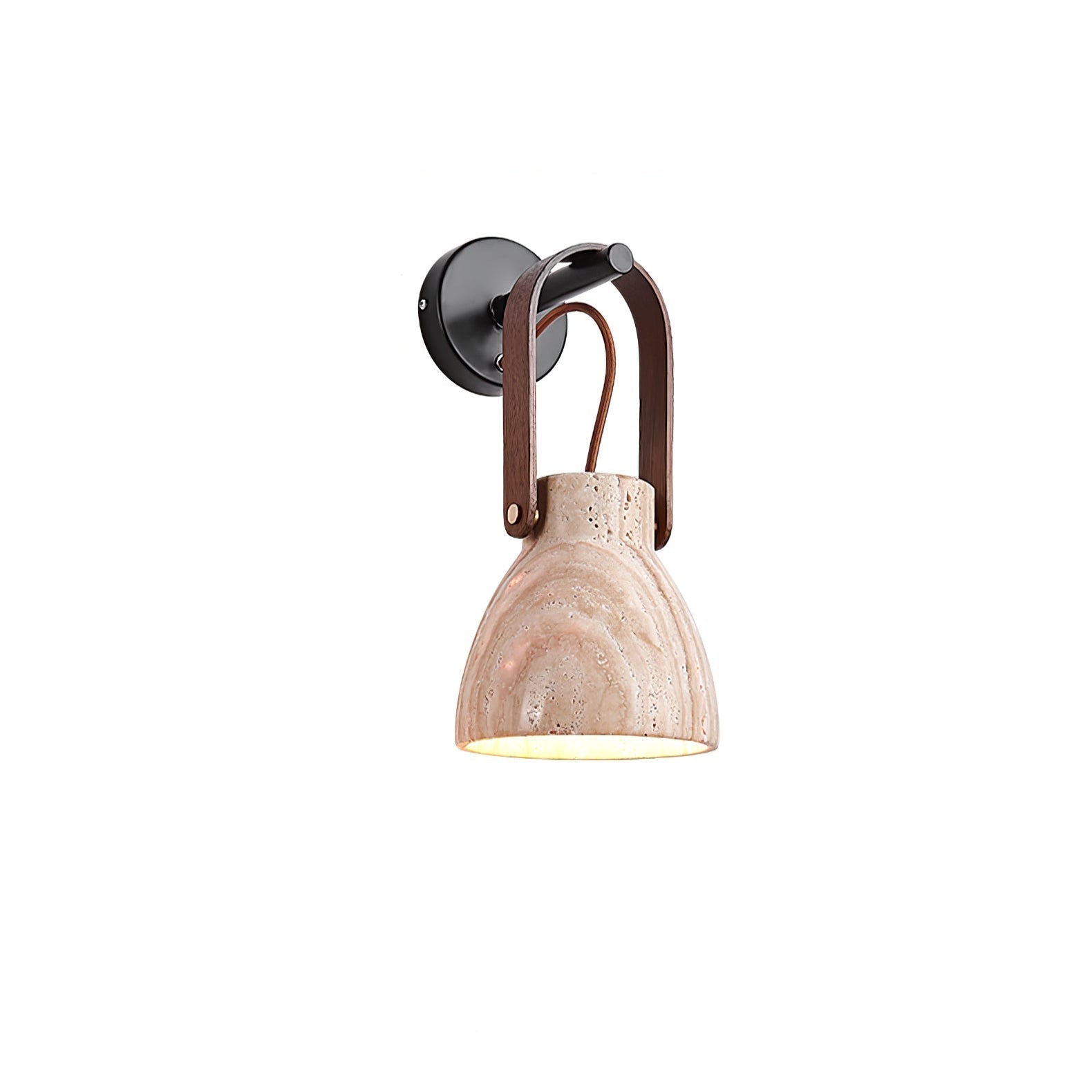 Lanta Modern Travertine & Wood Sconce