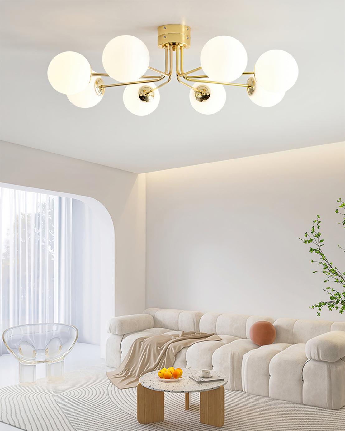 Lustra Ceiling Lamp Gold White Globe - Letslighting