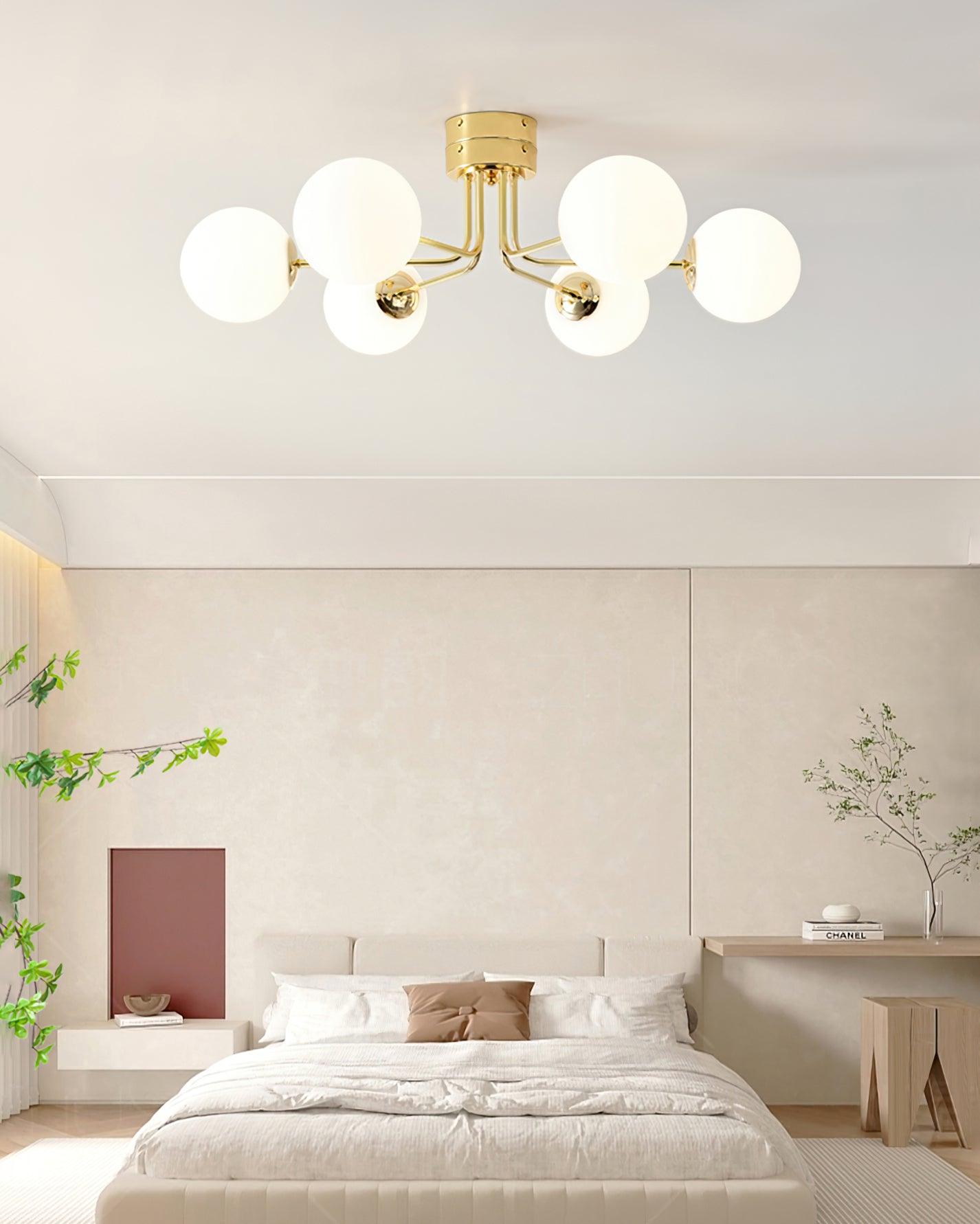 Lustra Ceiling Lamp Gold White Globe - Letslighting