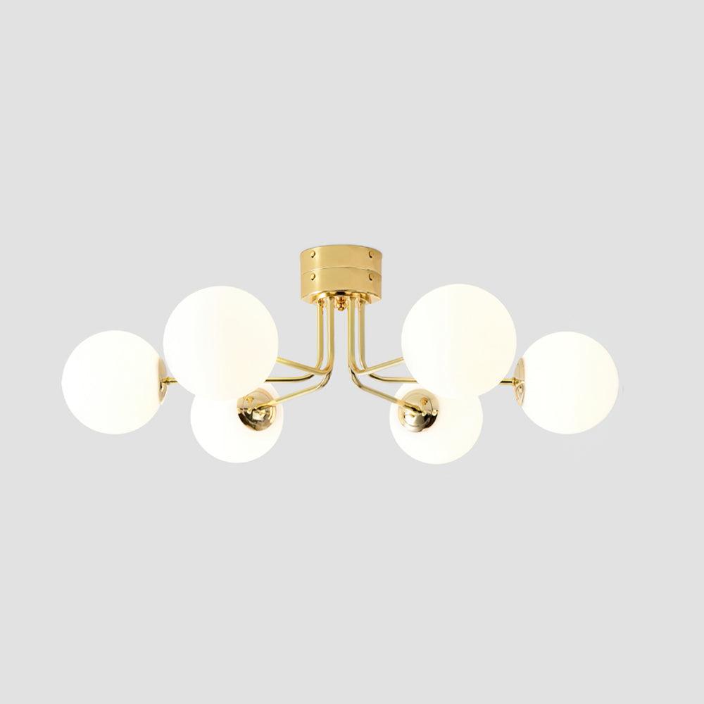 Lustra Ceiling Lamp Gold White Globe - Letslighting