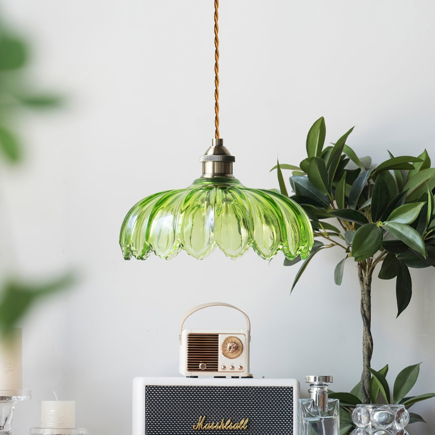 Limea Green Glass Flower Pendant Light