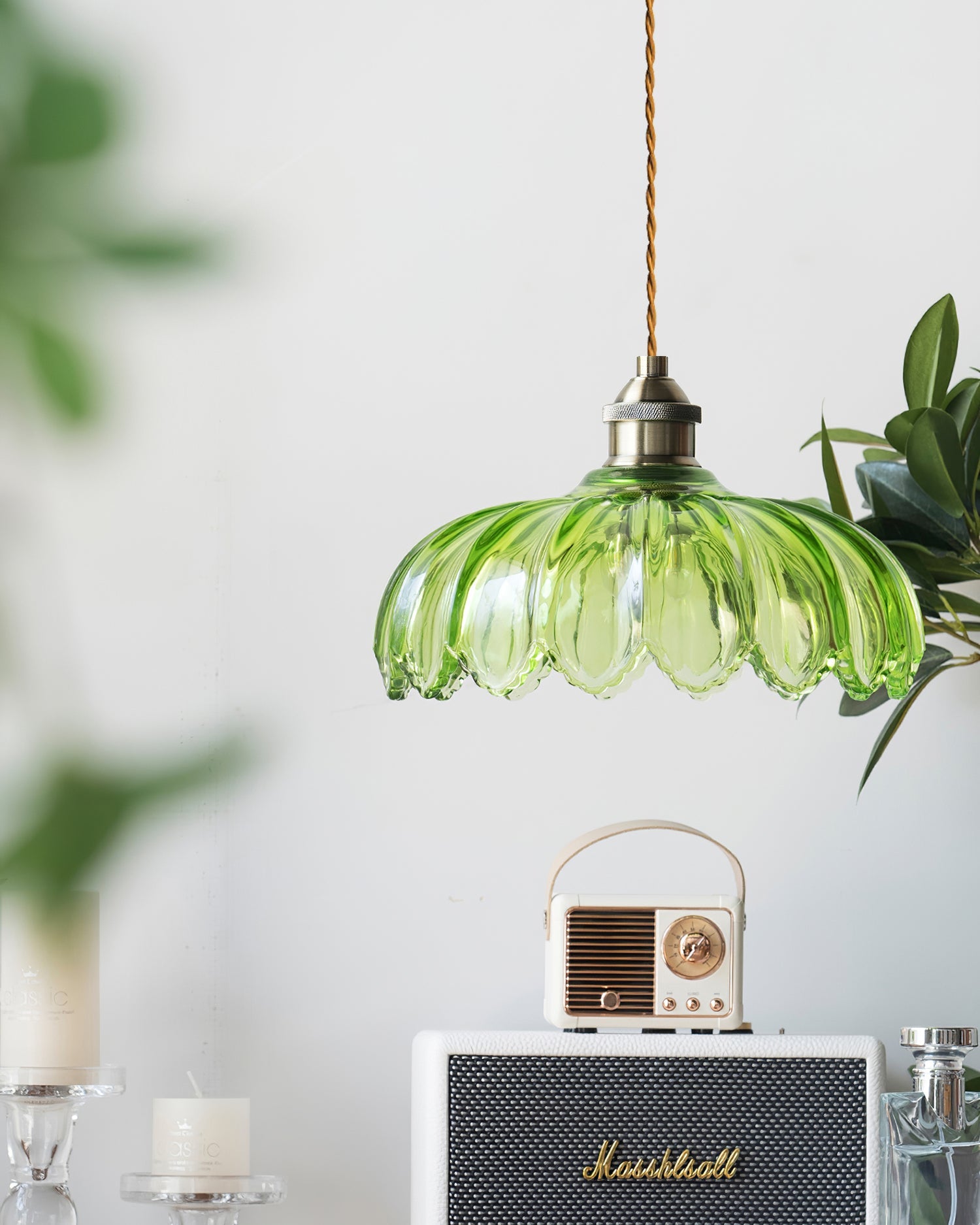 Limea Green Glass Flower Pendant Light