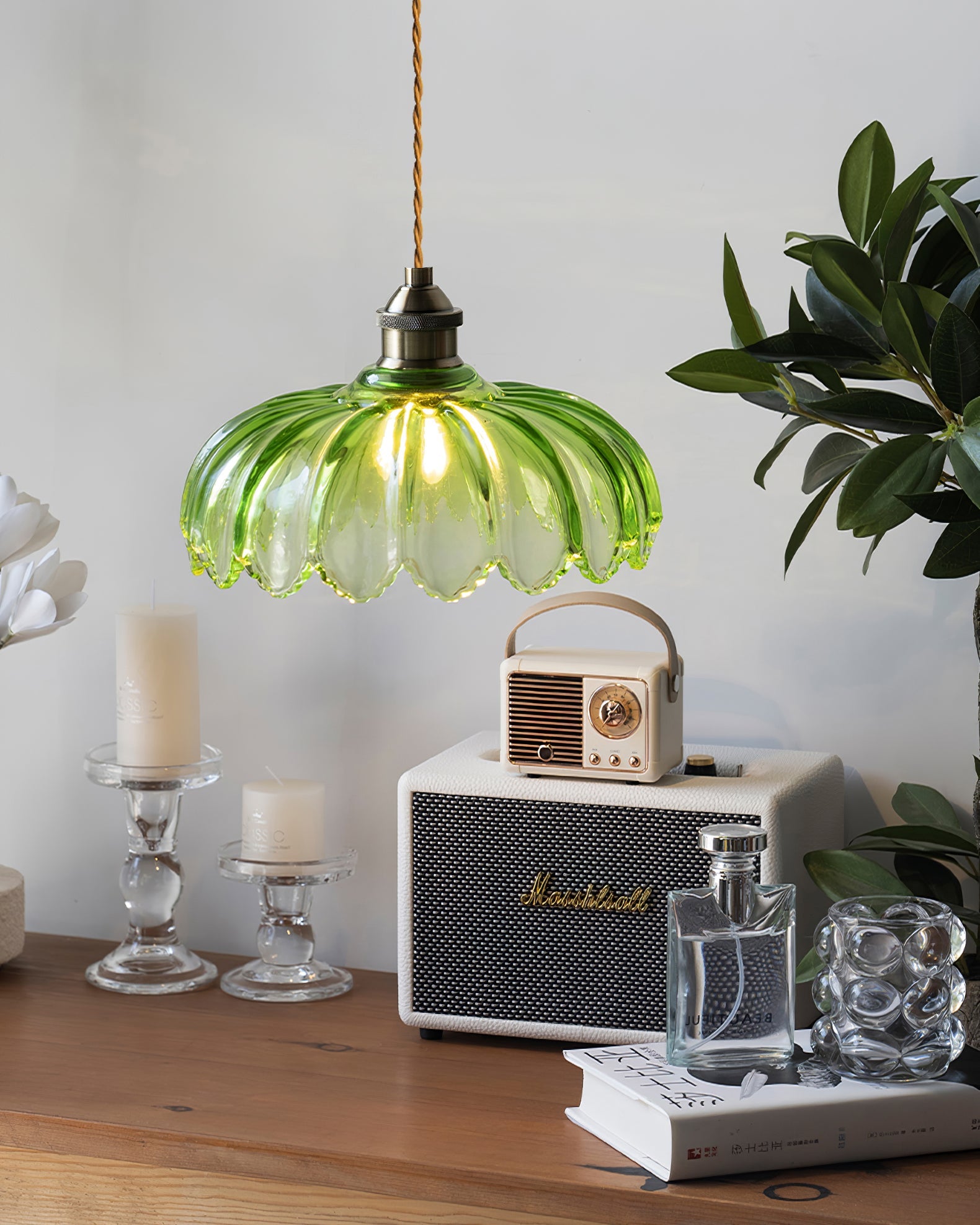 Limea Green Glass Flower Pendant Light
