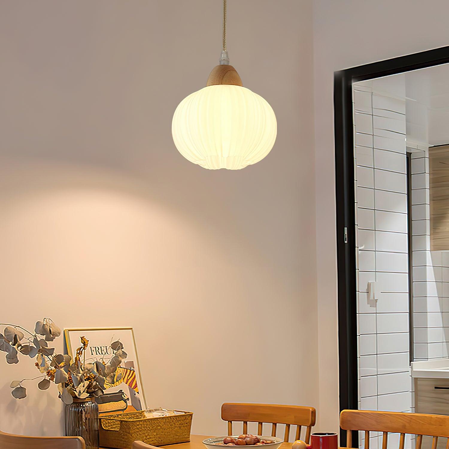 Pumpkin Modern Wood Pendant Lamp - Letslighting