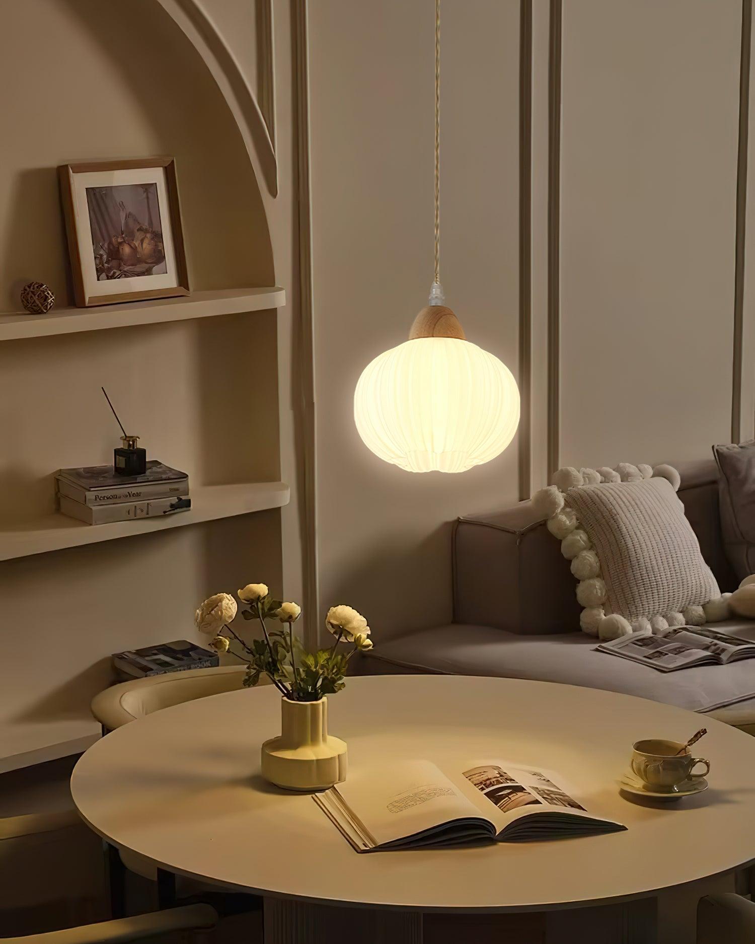 Pumpkin Modern Wood Pendant Lamp - Letslighting