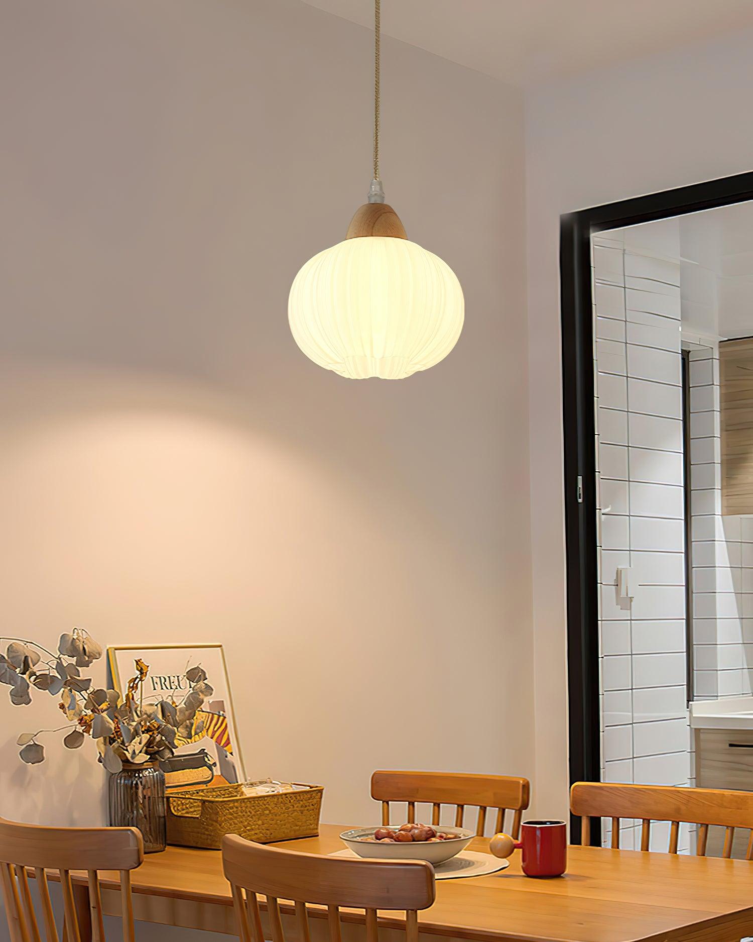 Pumpkin Modern Wood Pendant Lamp - Letslighting