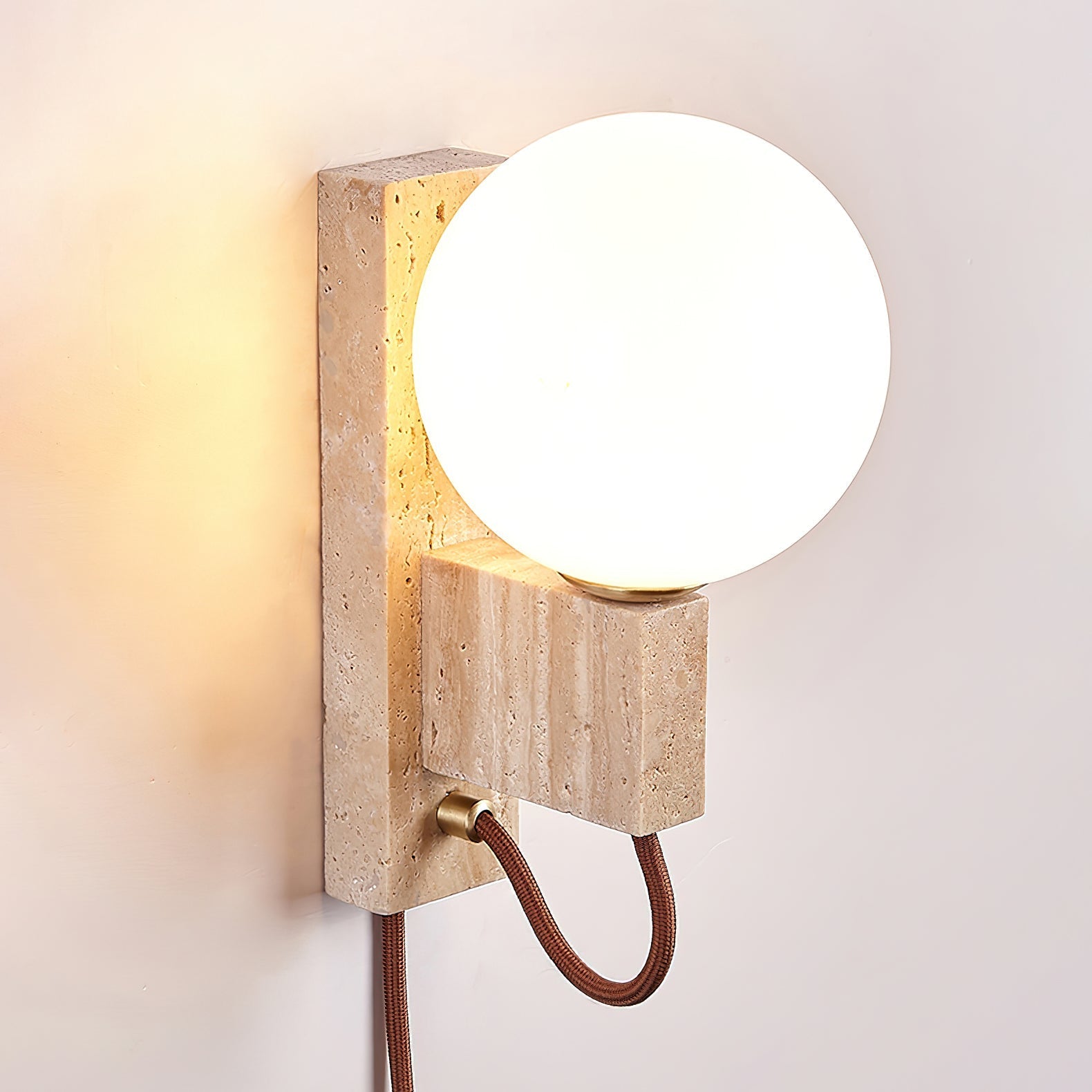 Avirae Globe-Travertine Cute Wall Light - Letslighting