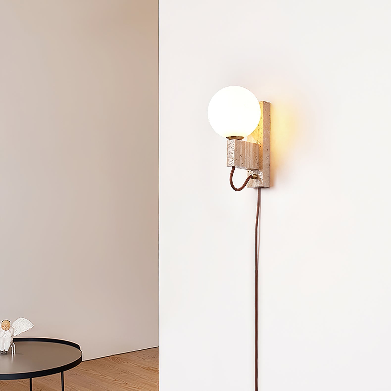 Avirae Globe-Travertine Cute Wall Light - Letslighting