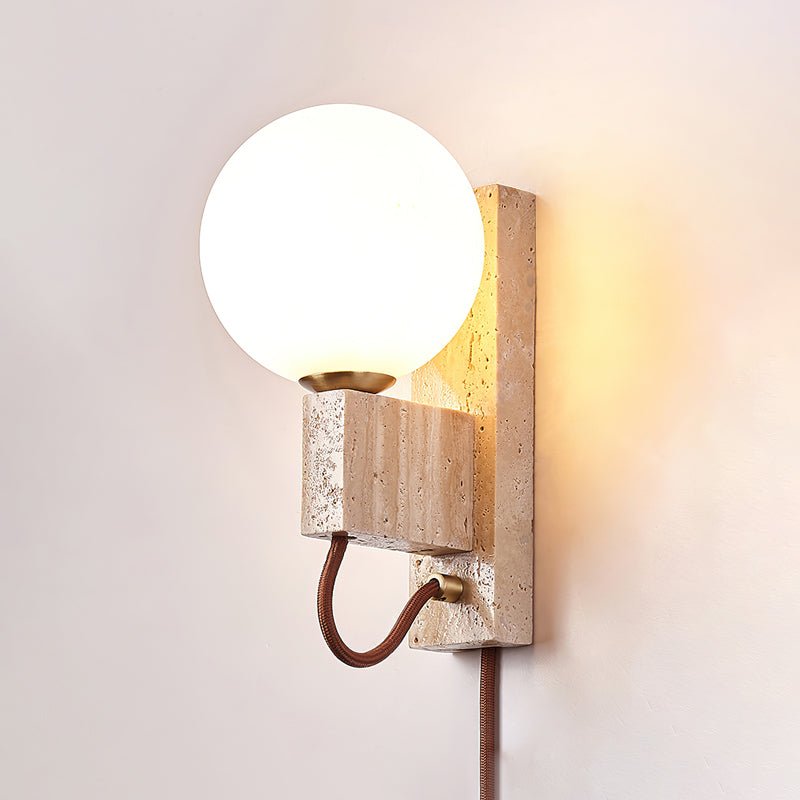 Avirae Globe-Travertine Cute Wall Light - Letslighting