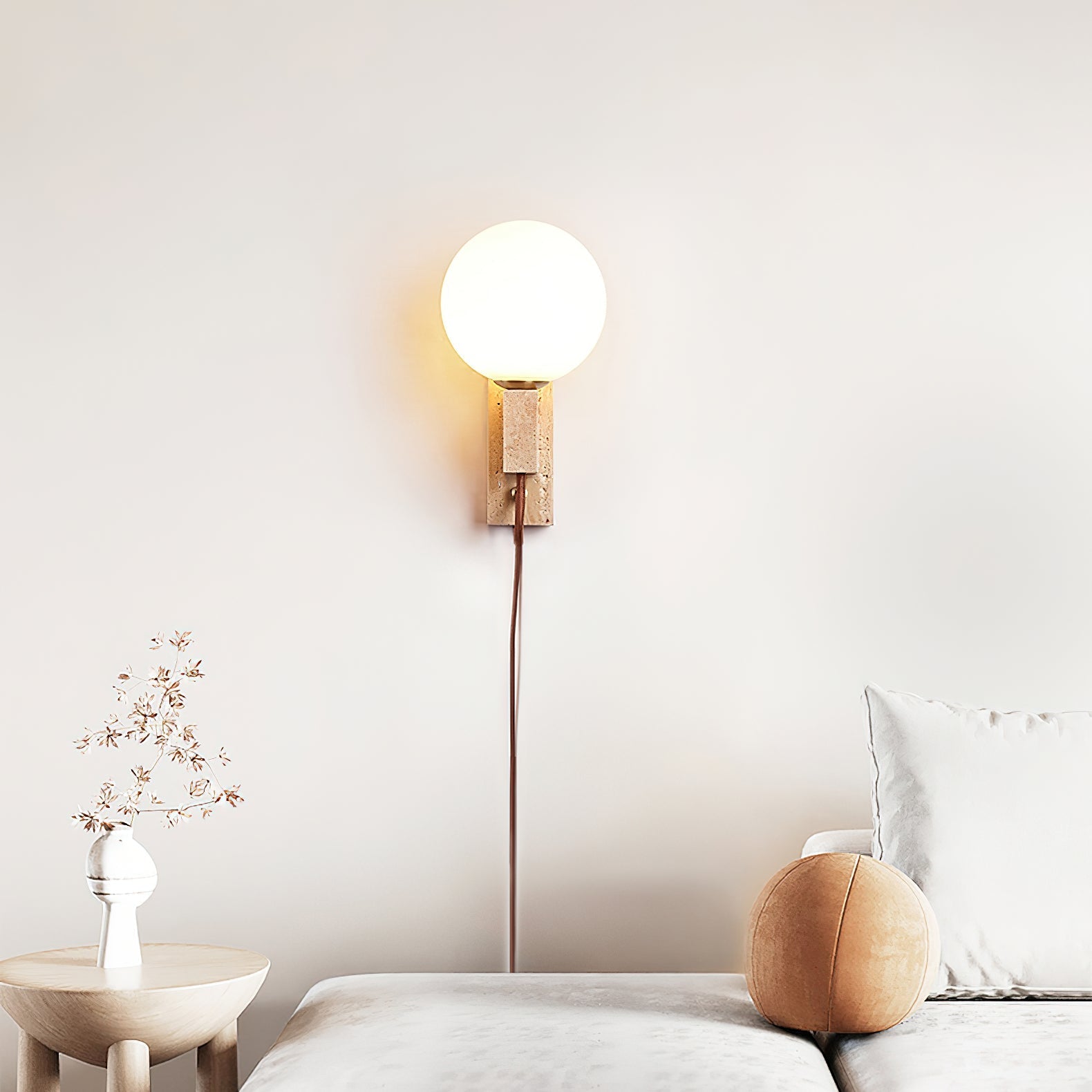 Avirae Globe-Travertine Cute Wall Light - Letslighting