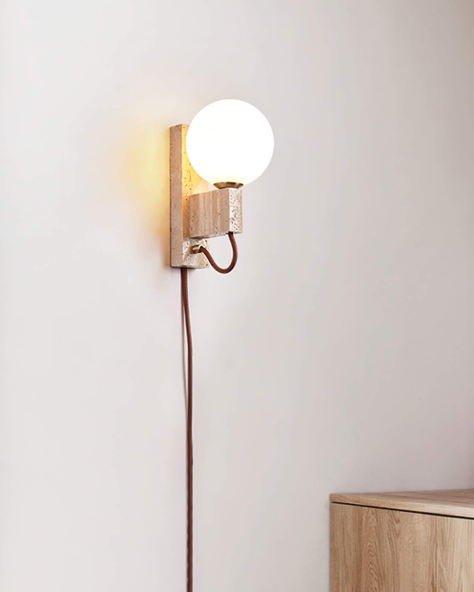 Avirae Globe-Travertine Cute Wall Light - Letslighting