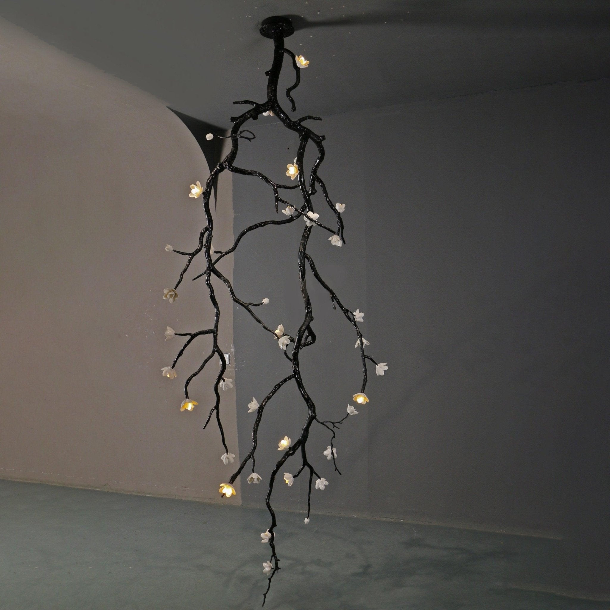 Lustra Chandelier Black Branch Flower - Letslighting