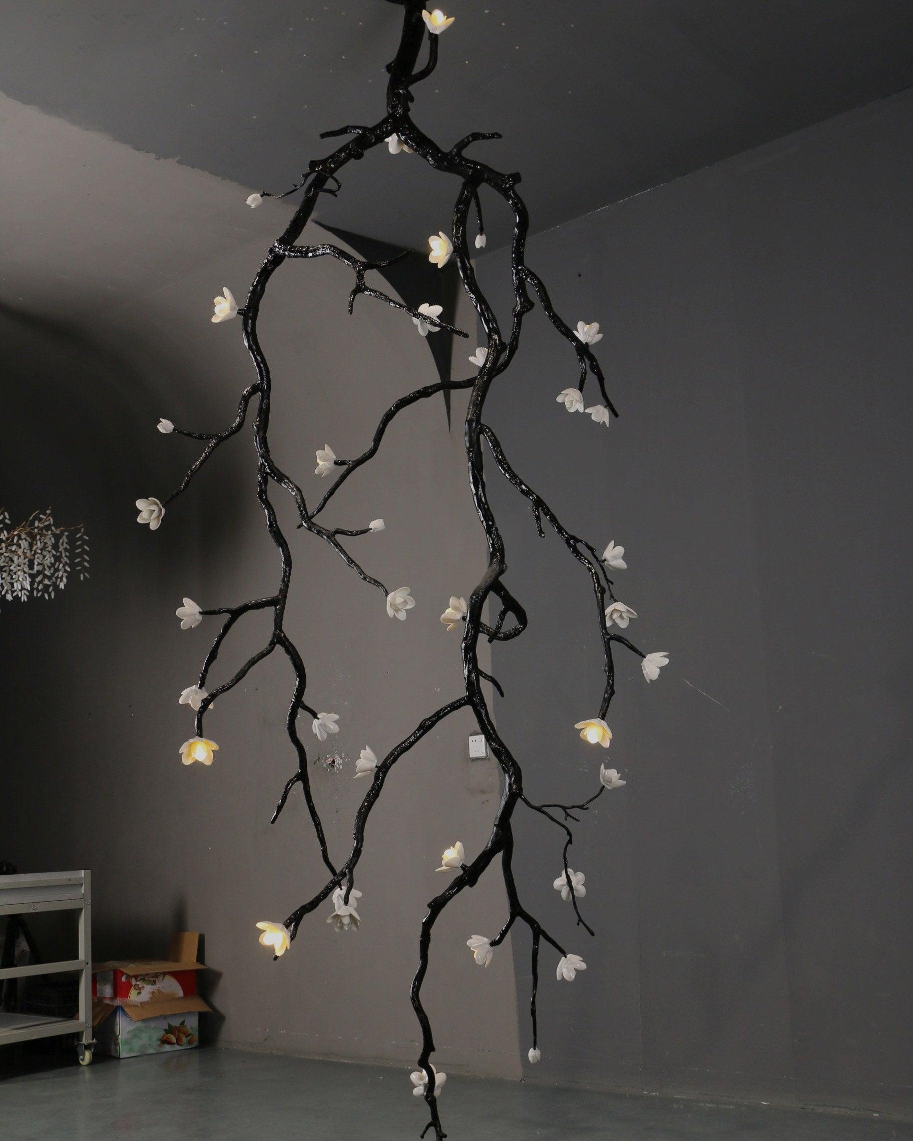 Lustra Chandelier Black Branch Flower - Letslighting