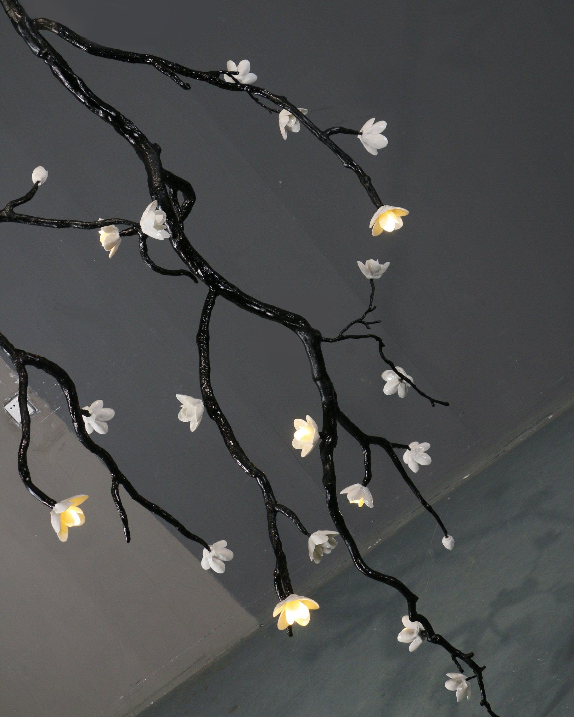 Lustra Chandelier Black Branch Flower - Letslighting
