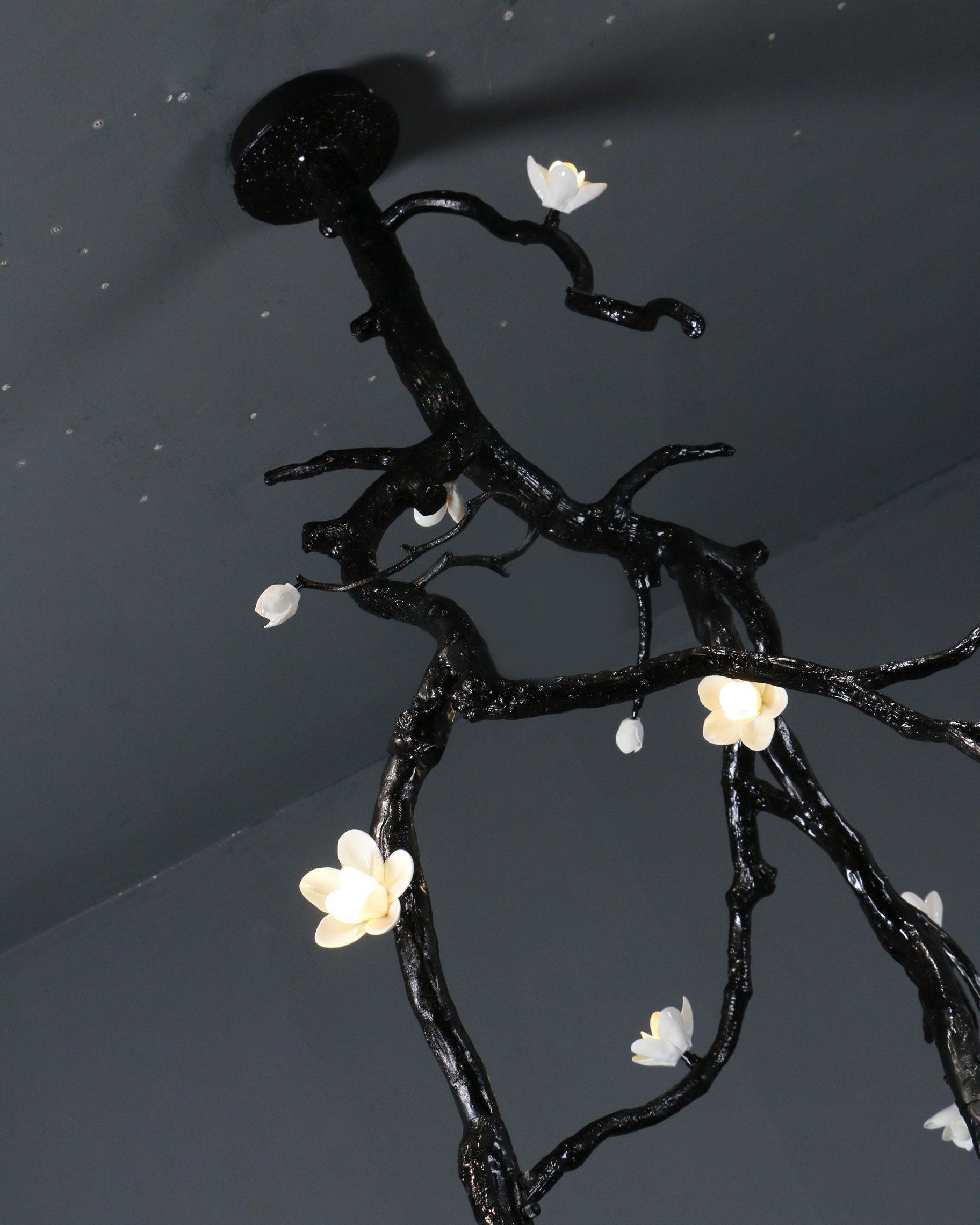 Lustra Chandelier Black Branch Flower - Letslighting