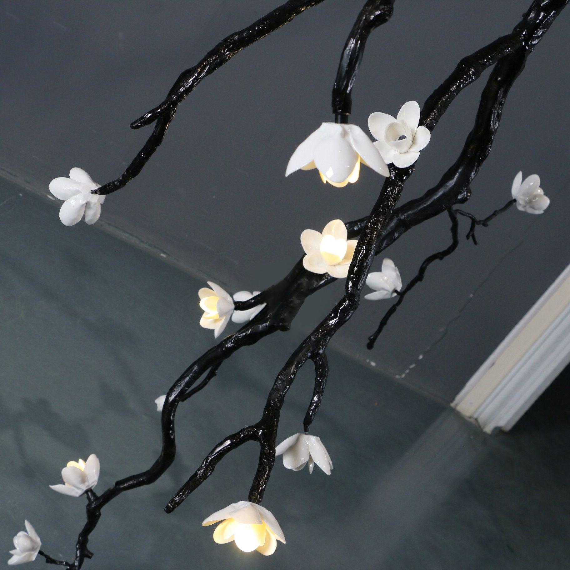 Lustra Chandelier Black Branch Flower - Letslighting